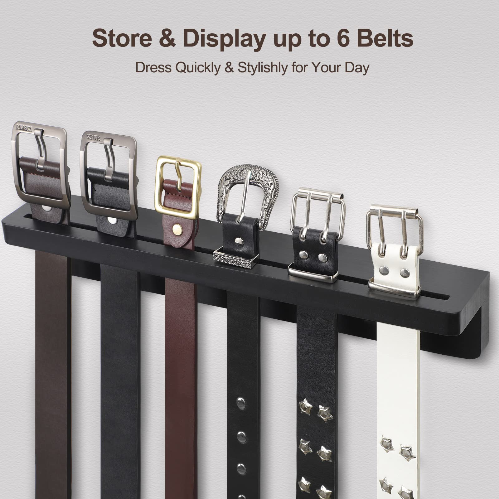 UGZOO Tie Rack and Belt Organizer for Closet, 2-in-1 Belt Hanger and Tie Organizer (Black)