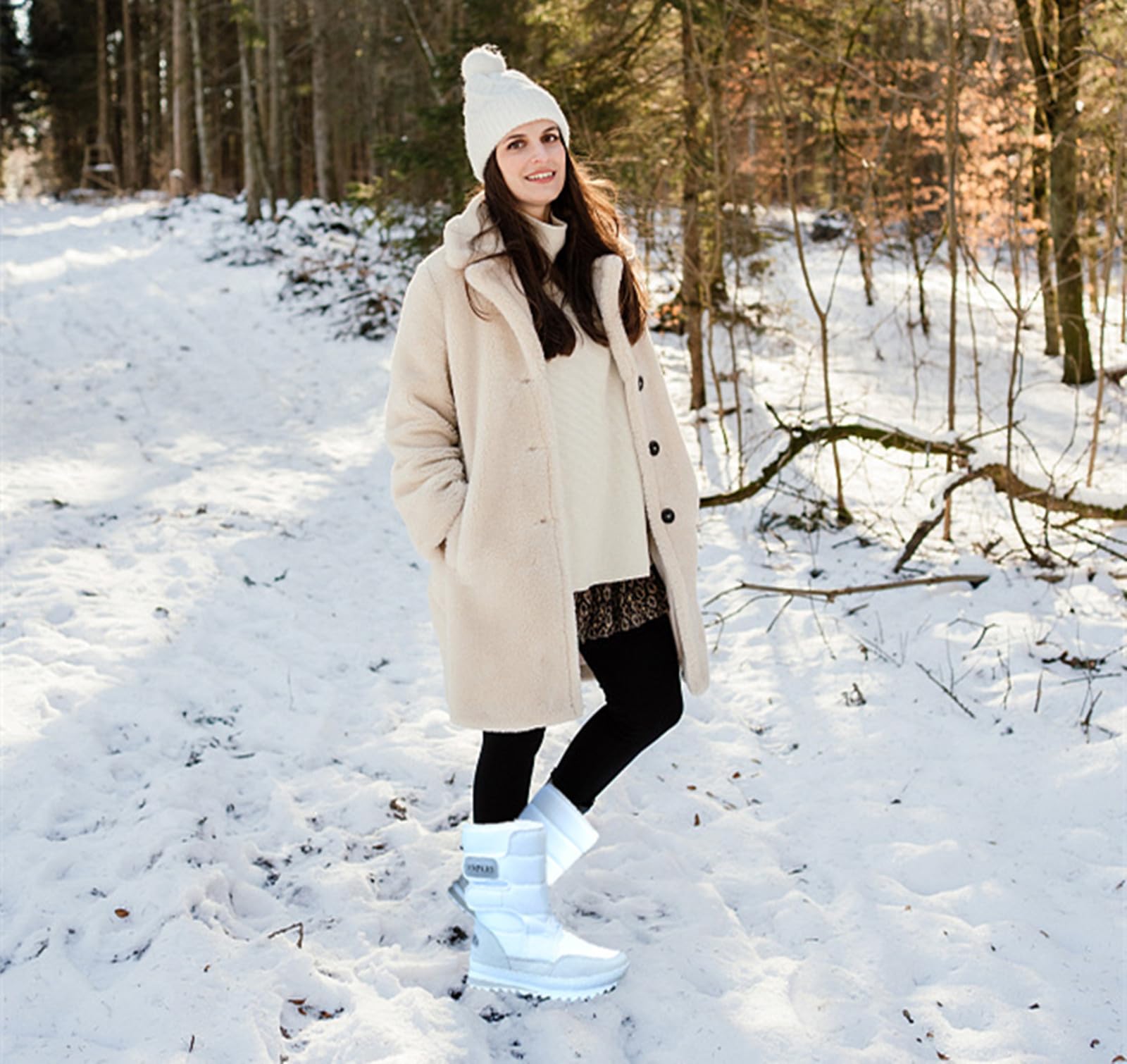SIZE: 40 - DADAWEN Women's Waterproof Frosty Snow Boot, White