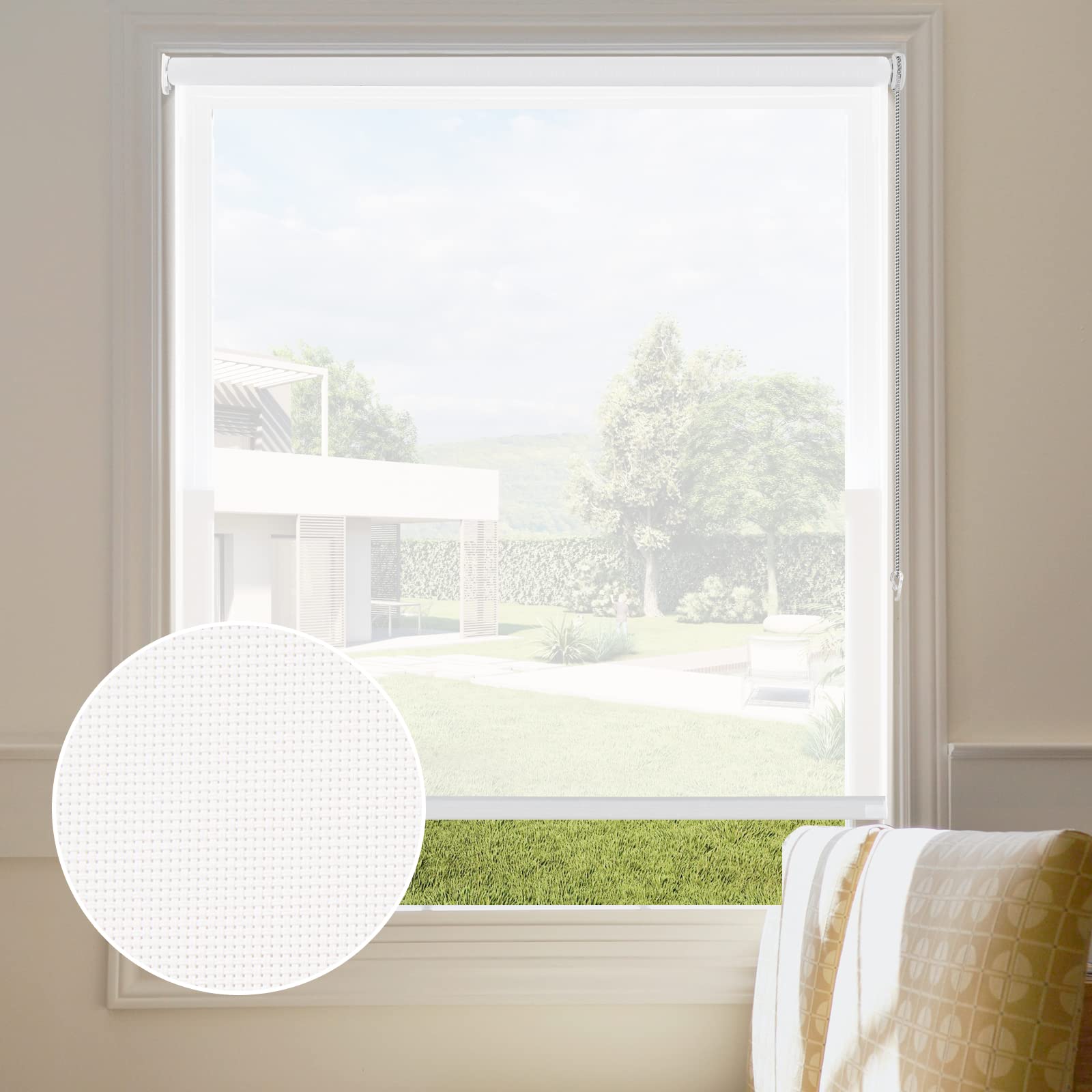 Persilux Light Filtering Roller Shades and Blinds for Windows (Off White)