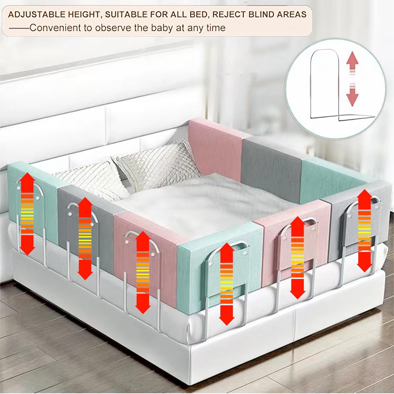 Bed Rail Guard for Toddler,Upgrade Reinforced Safety Bed Fence Protector Rail,Baby Crib Rail Guard,Free Combination & Adjustable Height, Fit Twin,Double,Full Size Queen & King Bed (28 x 50 CM, 1 Pcs)