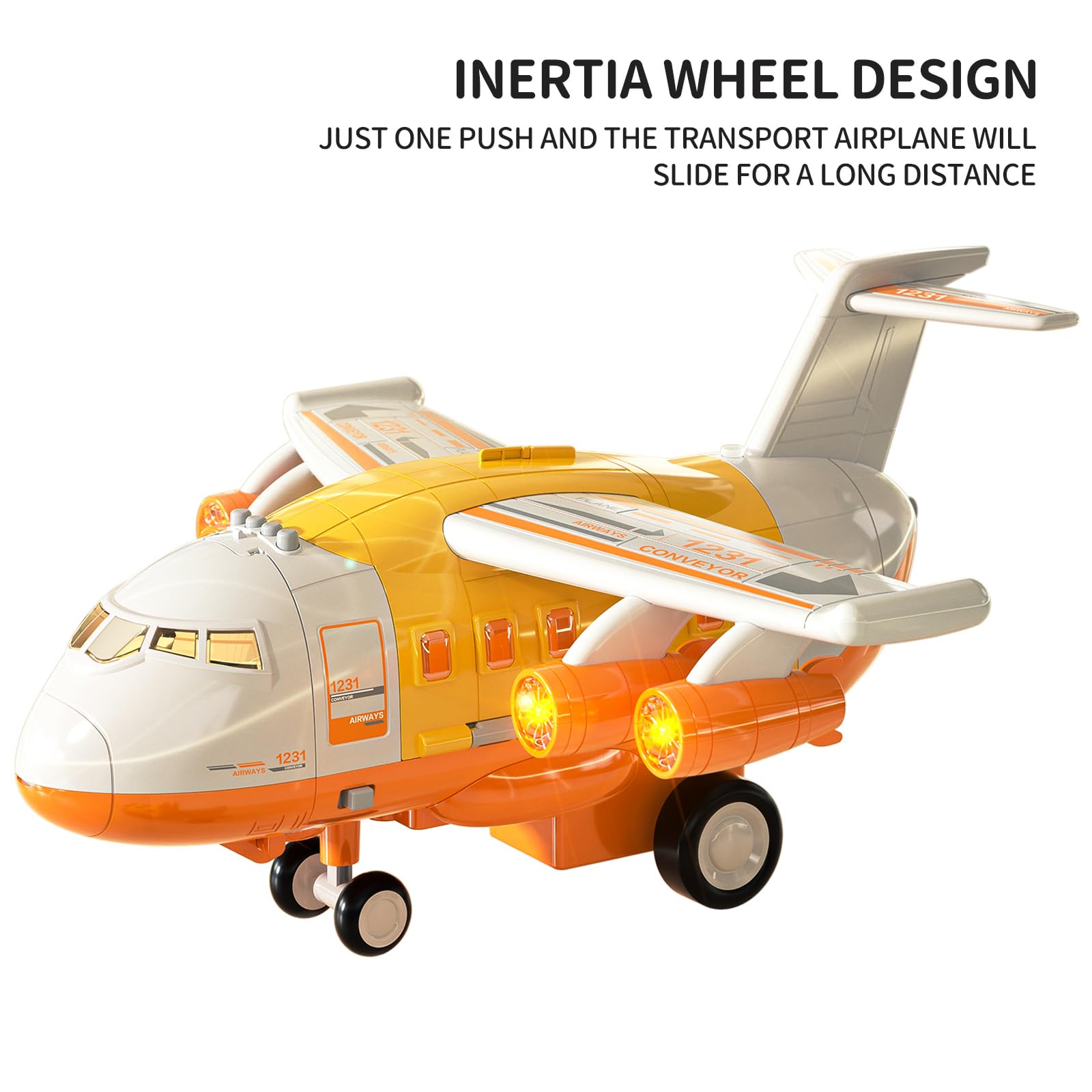 TEMI Toddler Airplane Toys for 3 Year Old, Toy Airplane for Boys Age 4-7, Large Spray Transport Airplane Toy with 12 Construction Vehicles, Toys for 3 4 5 6 7 8 Years Old