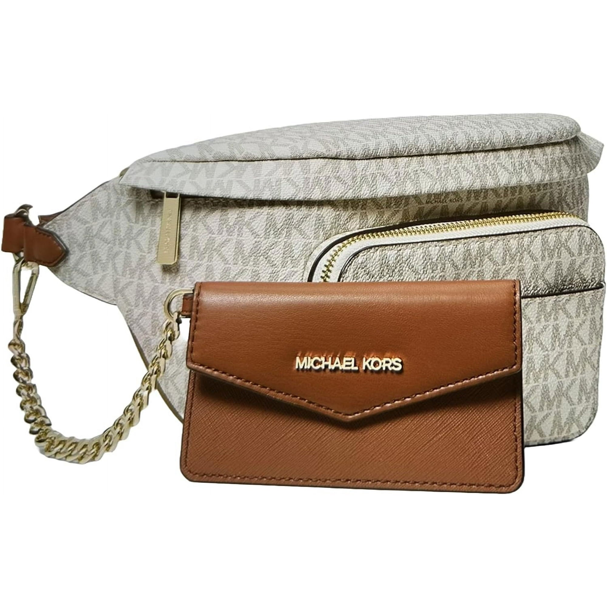 Michael Kors Maisie Large Vanilla Waistpack Card Case Fanny Pack Bag