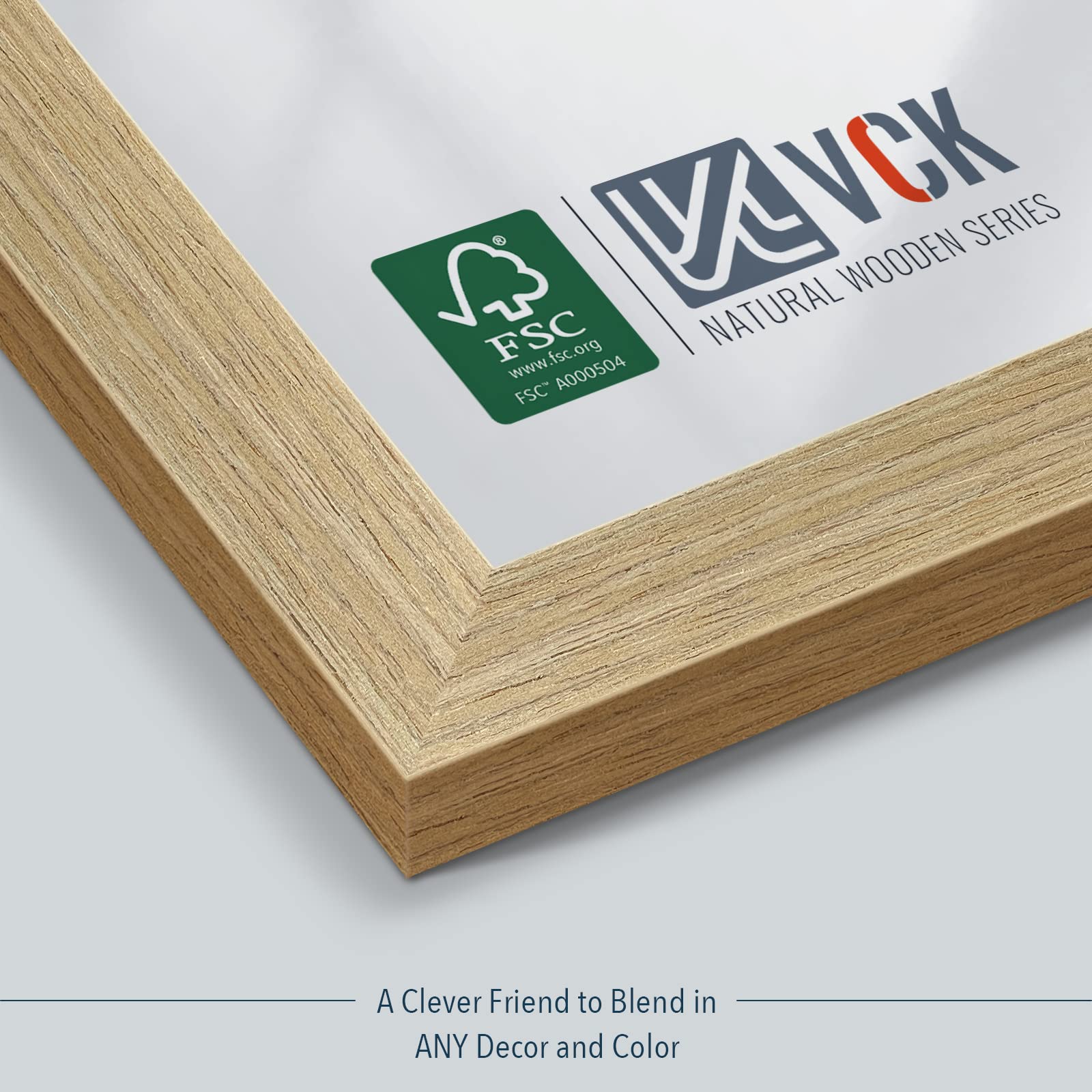 إطار من خشب البلوط VCK مقاس 40×60 سم للملصقات والصور، إطار صور من الخشب الصلب الطبيعي، إطار معرض حائطي