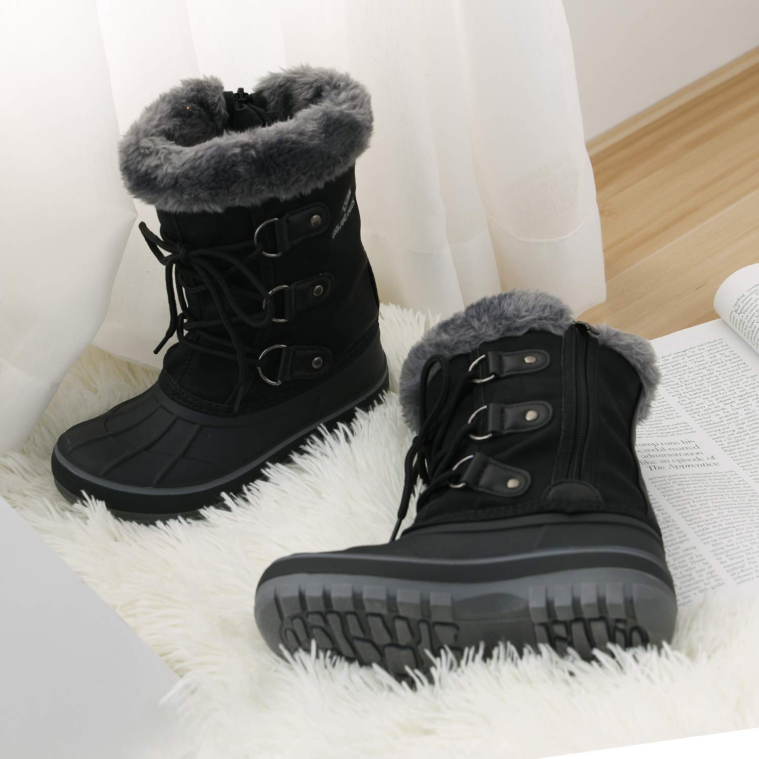 SIZE: 27 - DREAM PAIRS Toddler Forester Black Ankle Winter Snow Boots for kids