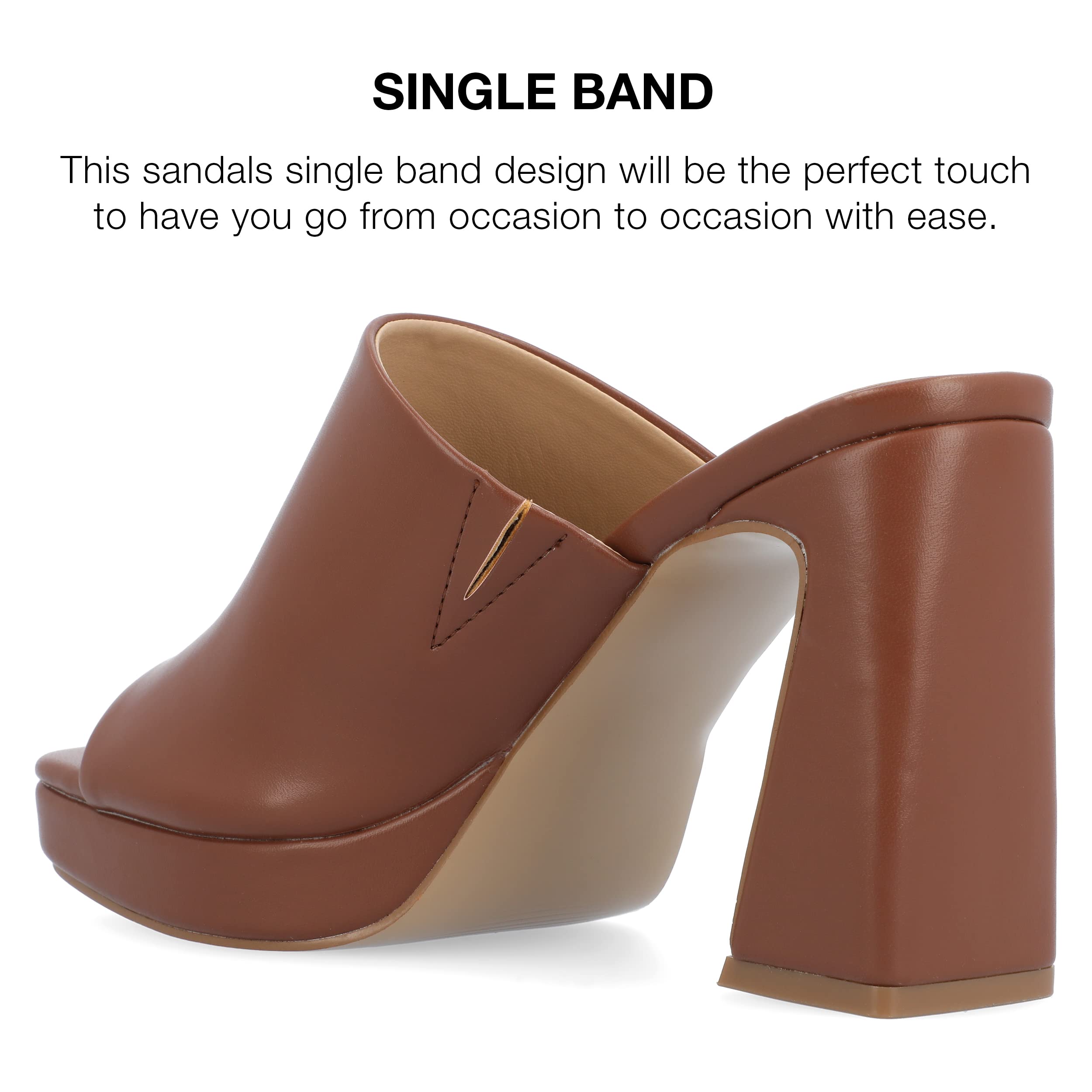 المقاس: 37 - حذاء نسائي بكعب عالٍ من مجموعة Journee Ezzlynn بمقدمة مفتوحة وكعب سهل الارتداء، بني