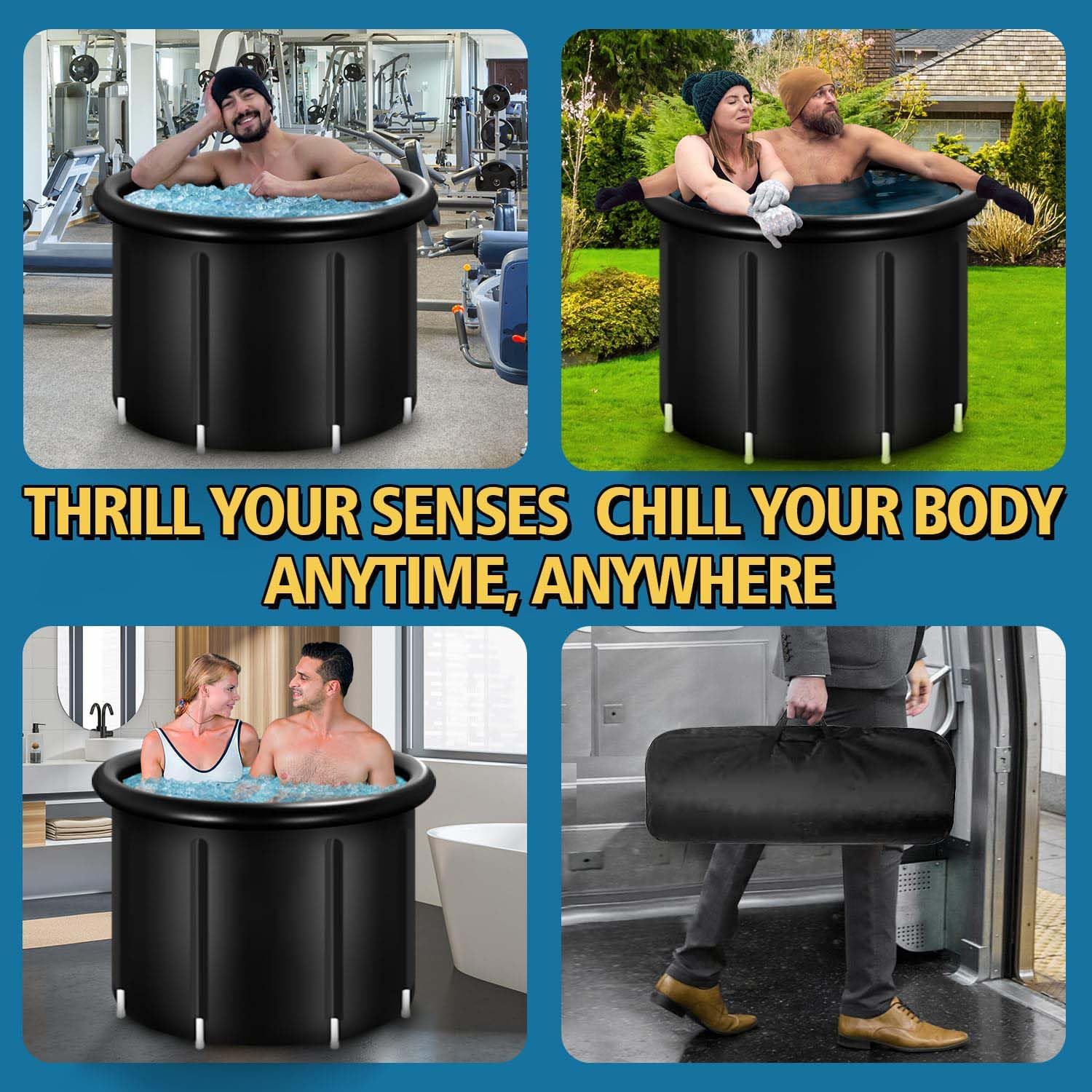 ice bath tub for athletes, Multi-Layer Portable cold Plunge Tub, Sport Recovery Cold Bath, Ice Bath Tubs cold pack, Foldable Cold Bath Tub with Cover?85 Gallon?model L?30”*30”*30”? Model L (30"*30"*30")