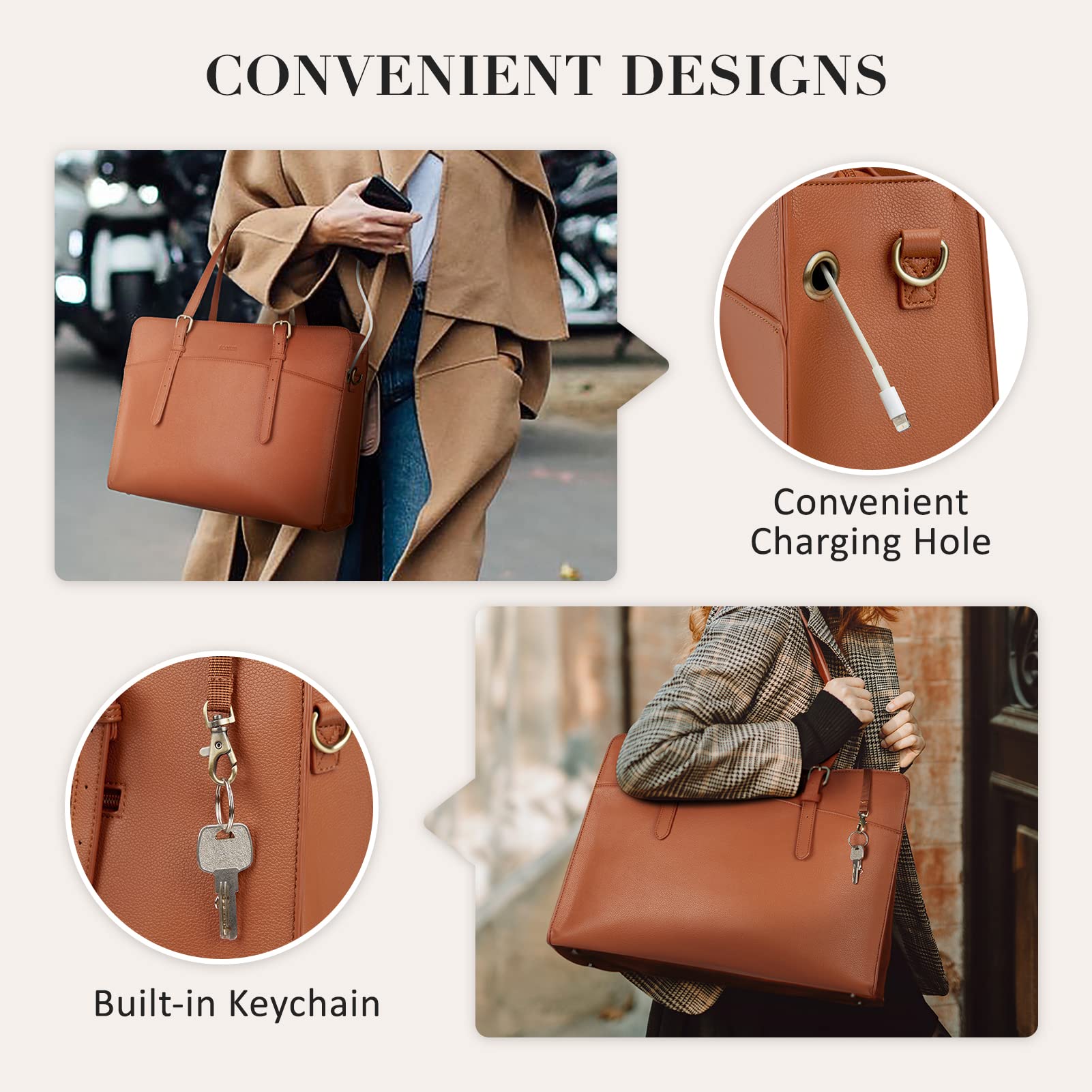 ECOSUSI Laptop Bag for Women 39.62 cm Tote Bag Work Bag Briefcase Handbag Shoulder Bag for Office