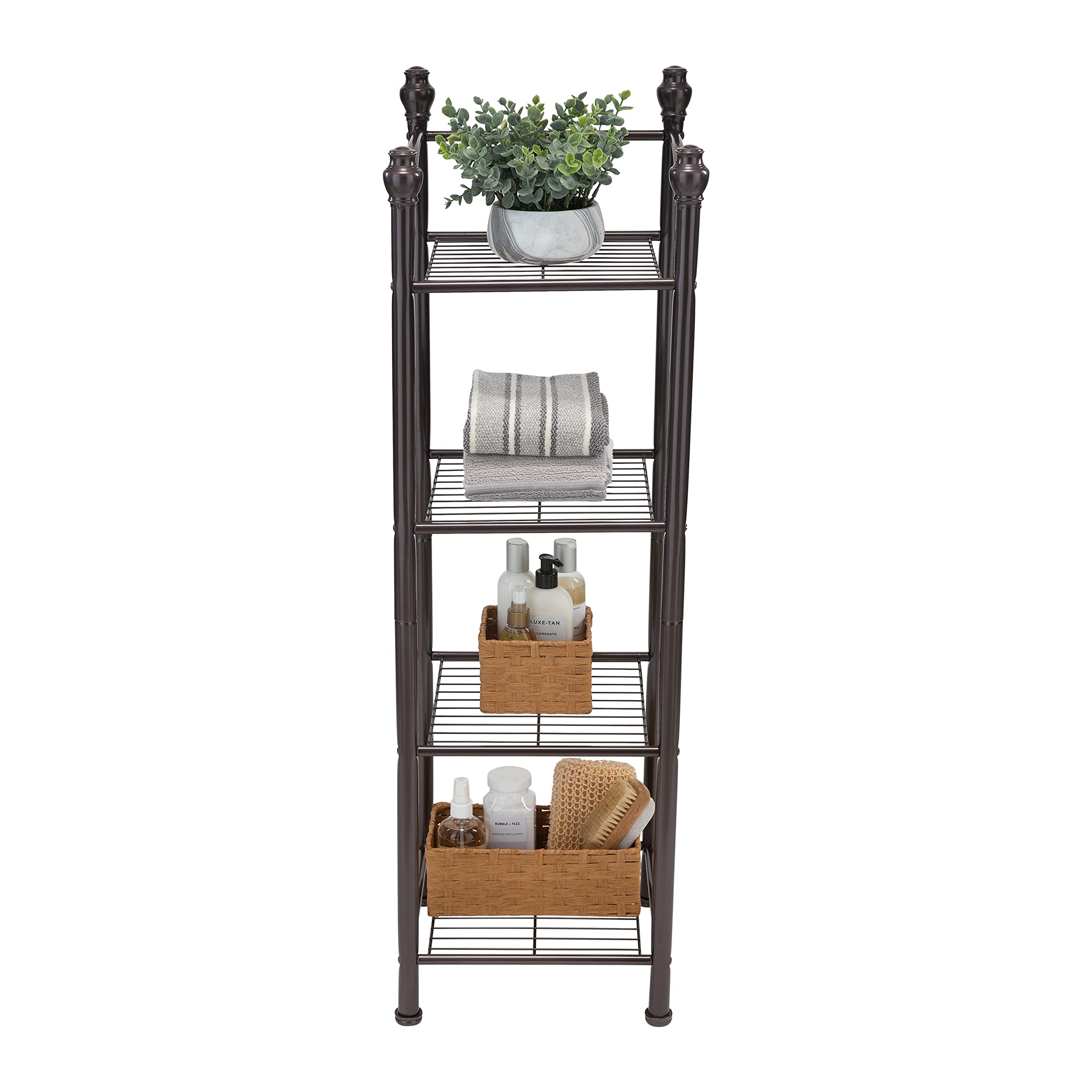 Organize It All 4 Tier Belgium Shelf Tower, Space Saver, Bathroom Organizer