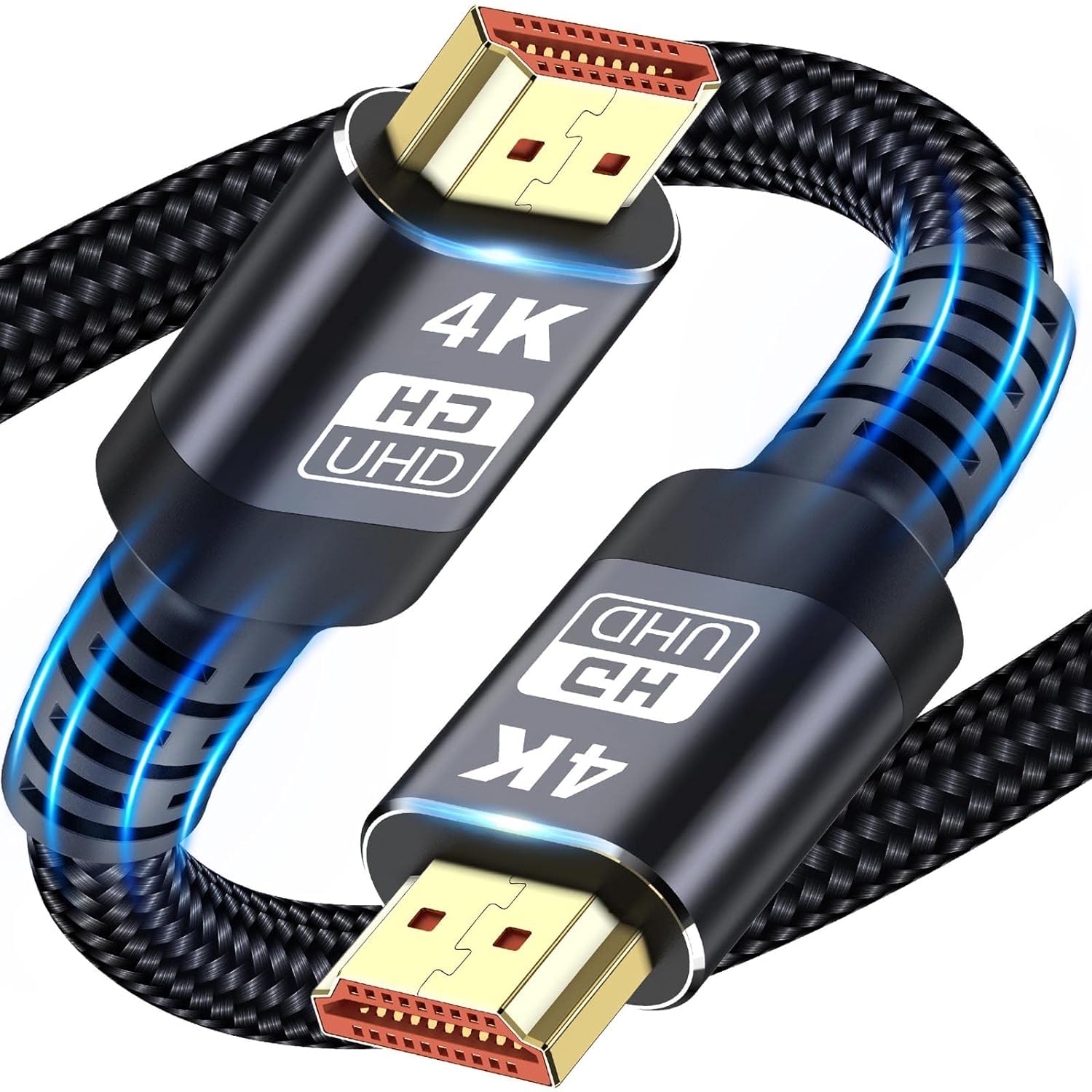 كابل HDMI أخضر Jiss 4K، سلك HDMI مضفر فائق السرعة بطول 1 متر/3 أقدام، يدعم 4K بتردد 60 هرتز، ARC، HDR، 3D، إيثرنت.