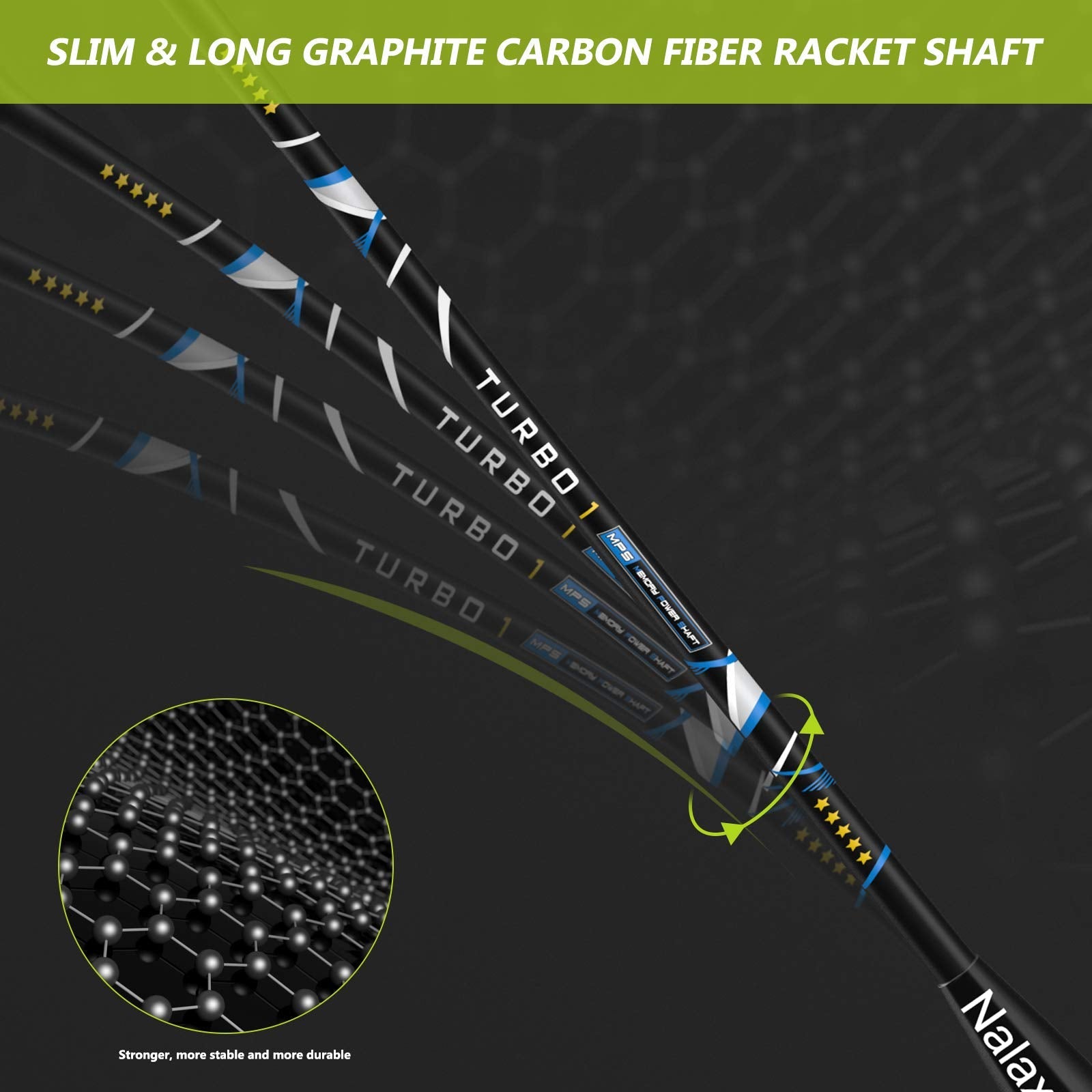 Nalax Badminton Set,2 Player Badminton Rackets Carbon Fiber Badminton Racquet with 3 Shuttlecocks and 1 Carrying Bag.