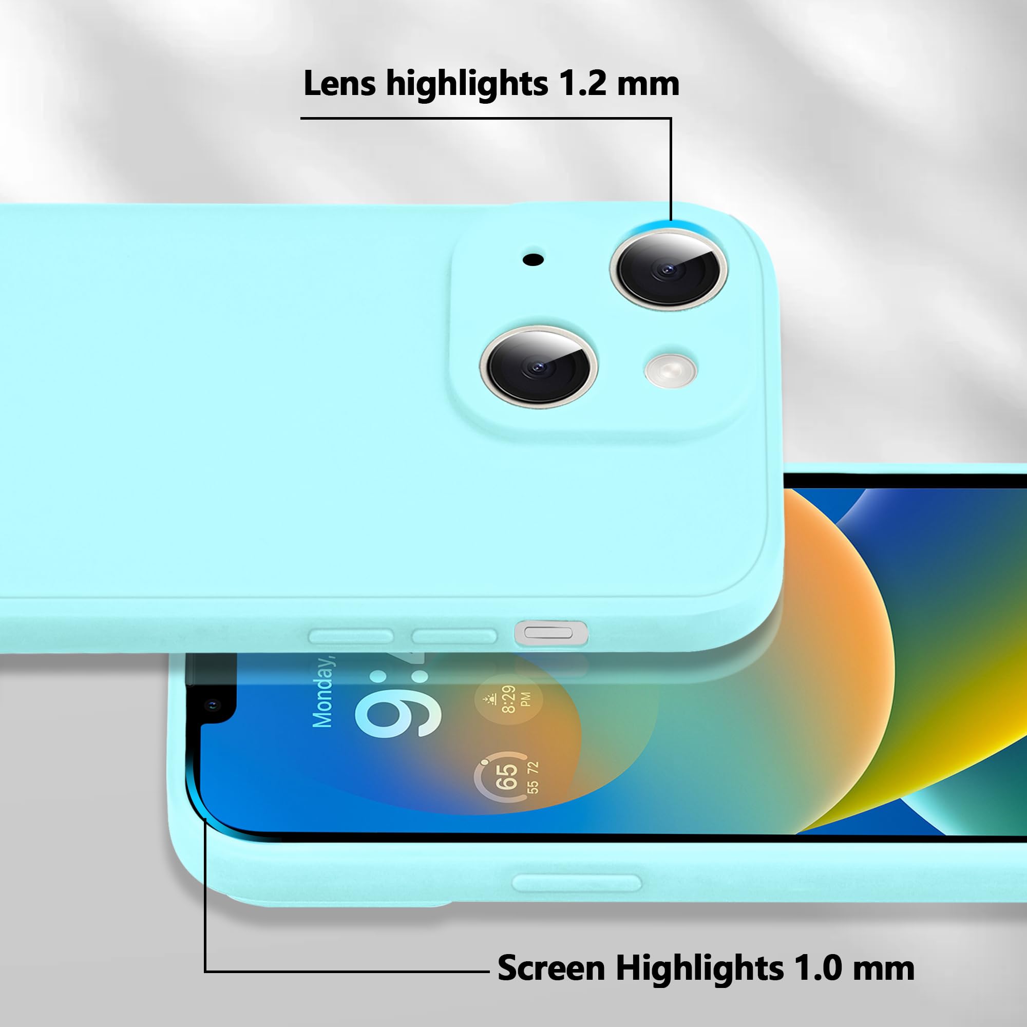 AmoraAqua iPhone 14, Soft Scratch Resistant Liquid Silicone