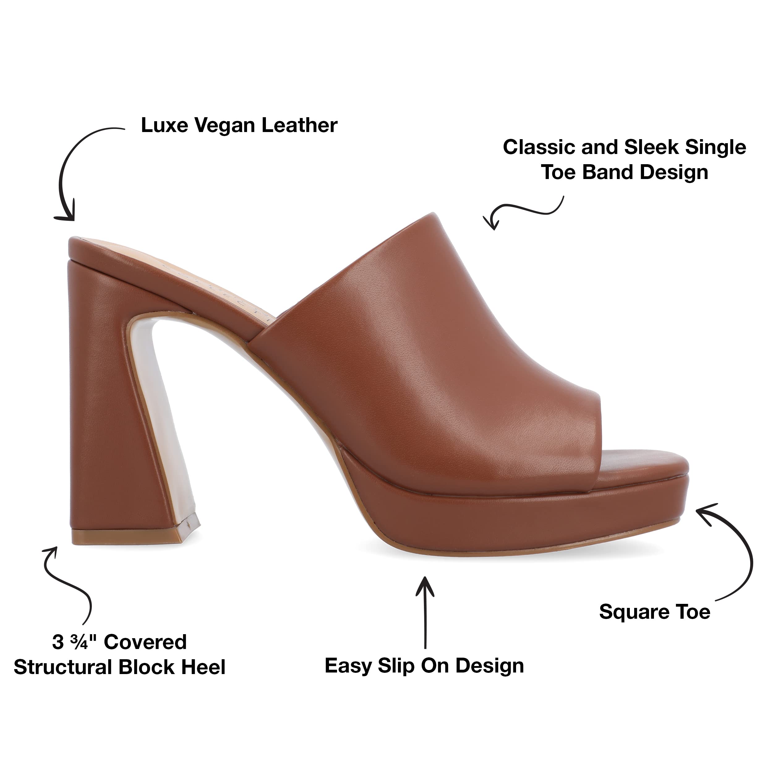 المقاس: 37 - حذاء نسائي بكعب عالٍ من مجموعة Journee Ezzlynn بمقدمة مفتوحة وكعب سهل الارتداء، بني