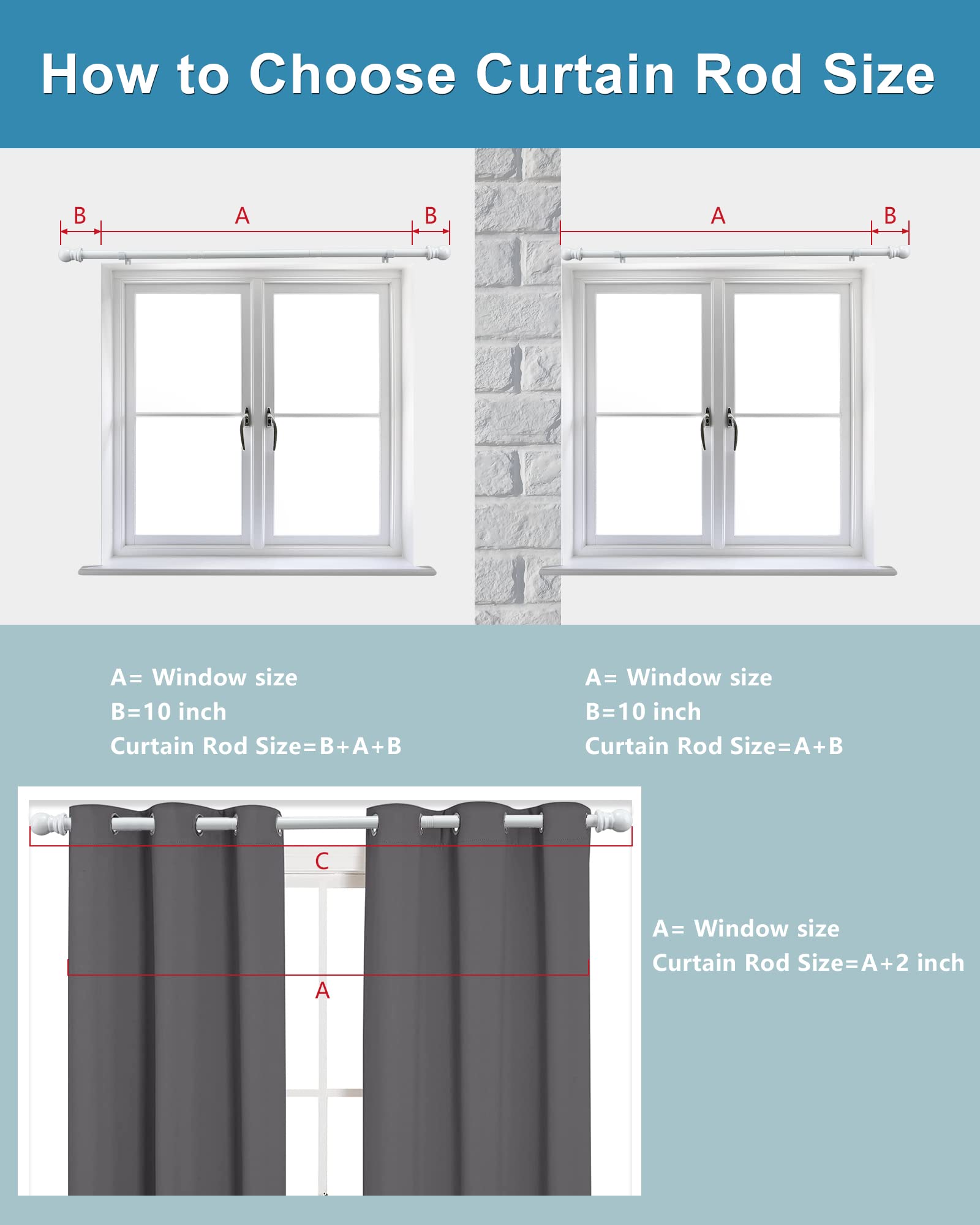 HOSKO White Curtain Rod for Window size 76 - 213 cm (White)