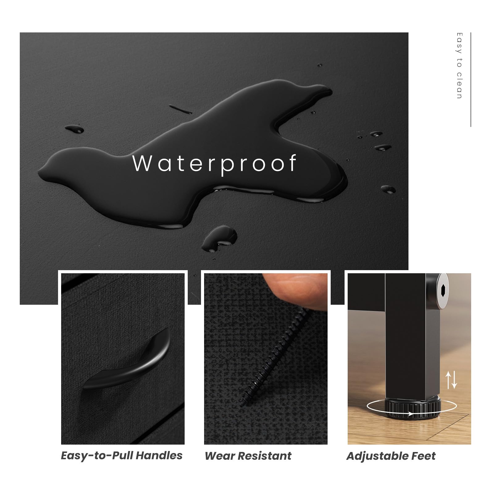 Sweetcrispy Nightstand with 2 Storage Drawers, 50 cm Height