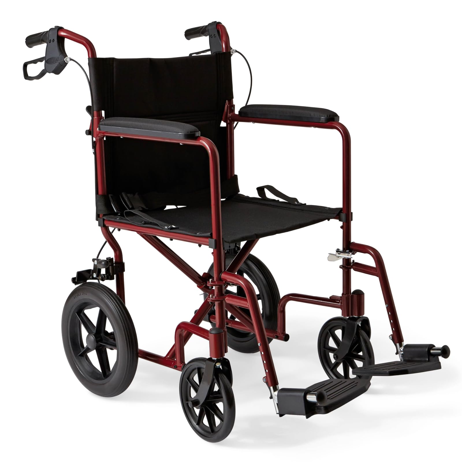 Medline Lightweight Foldable Transport Wheelchair with Handbrakes