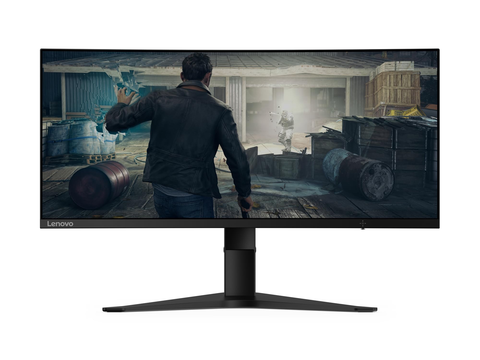 شاشة ألعاب لينوفو 34 بوصة منحنية عريضة QHD VA 165 هرتز 0.5 مللي ثانية مع HDMI 2.0 وDP، لون أسود غامق G34w-30