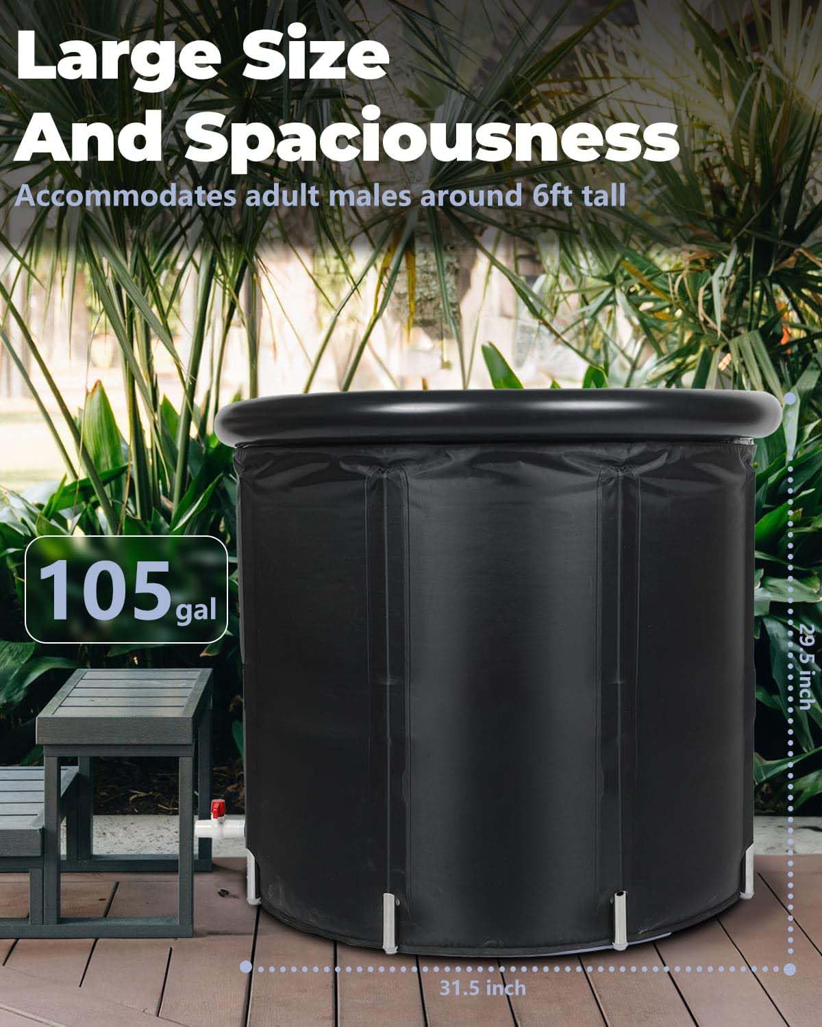 ice bath tub for athletes, Multi-Layer Portable cold Plunge Tub, Sport Recovery Cold Bath, Ice Bath Tubs cold pack, Foldable Cold Bath Tub with Cover?85 Gallon?model L?30”*30”*30”? Model L (30"*30"*30")