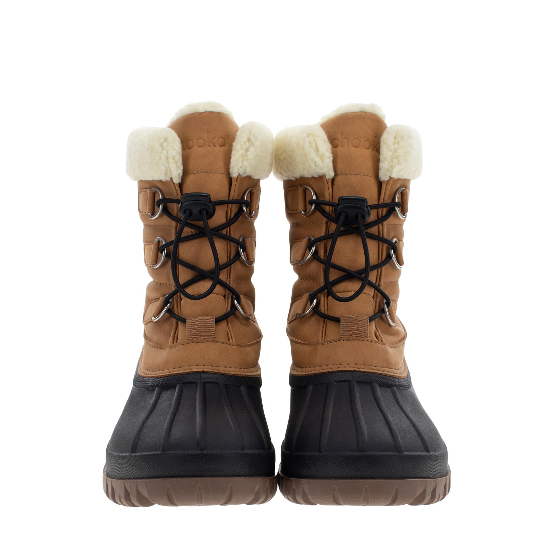 المقاس: 39 - حذاء ثلج شتوي نسائي من تشوكا دافئ معزول مبطن بالقطيفة ومقاوم للماء حتى منتصف الساق
