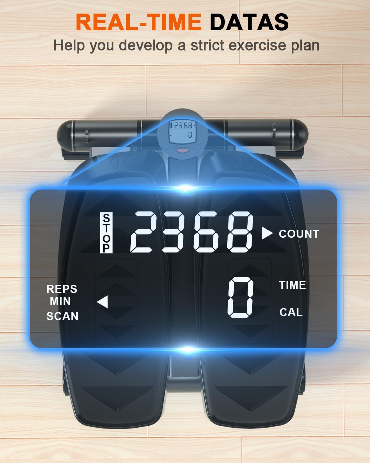 VitalLeap Steppers for Exercise, 16-Level Adjustable Resistance Stair Steppers with Arm Training Bands for Home Fitness