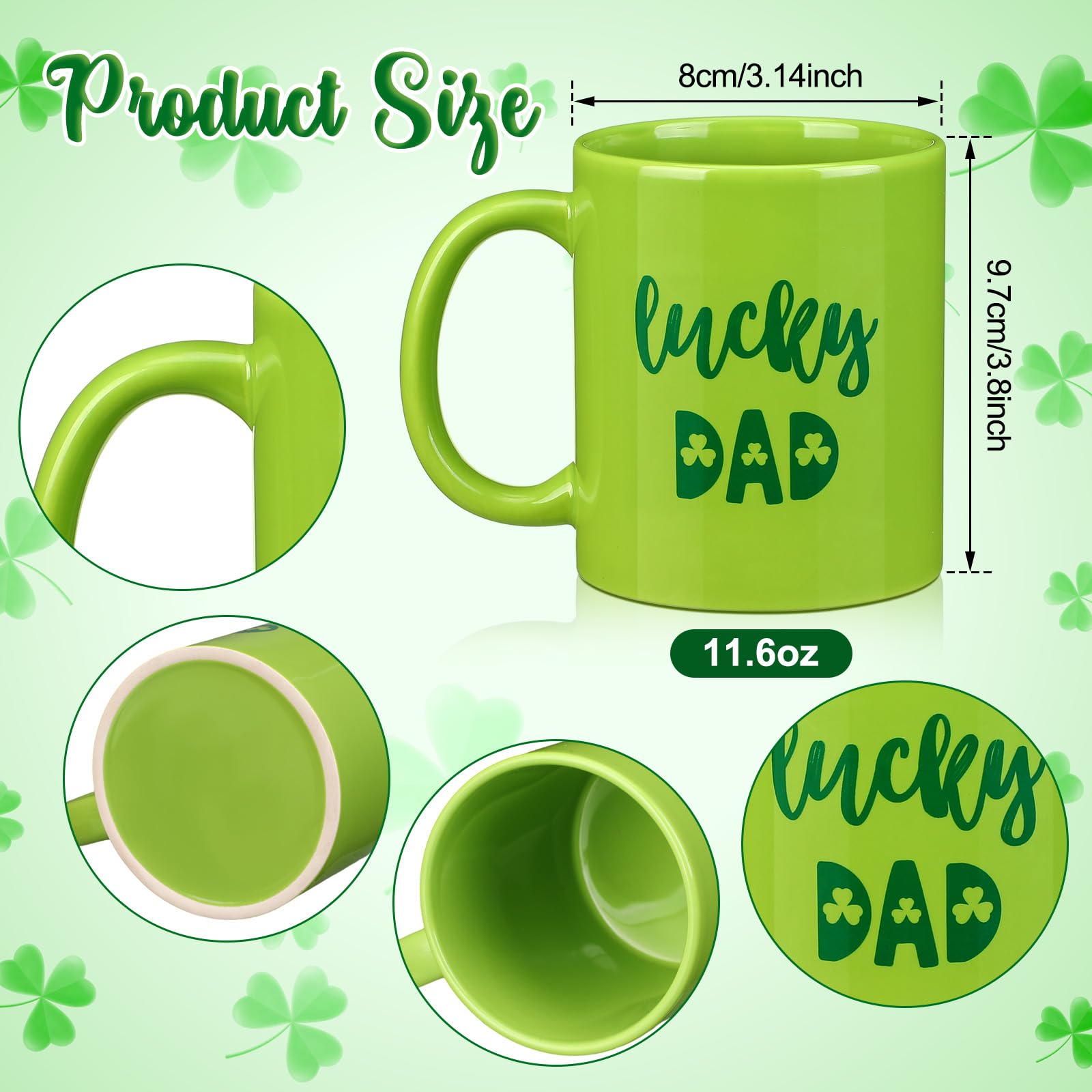 طقم أكواب قهوة SiliFine بطبعة "أم محظوظة وأب محظوظ" بمناسبة عيد القديس باتريك