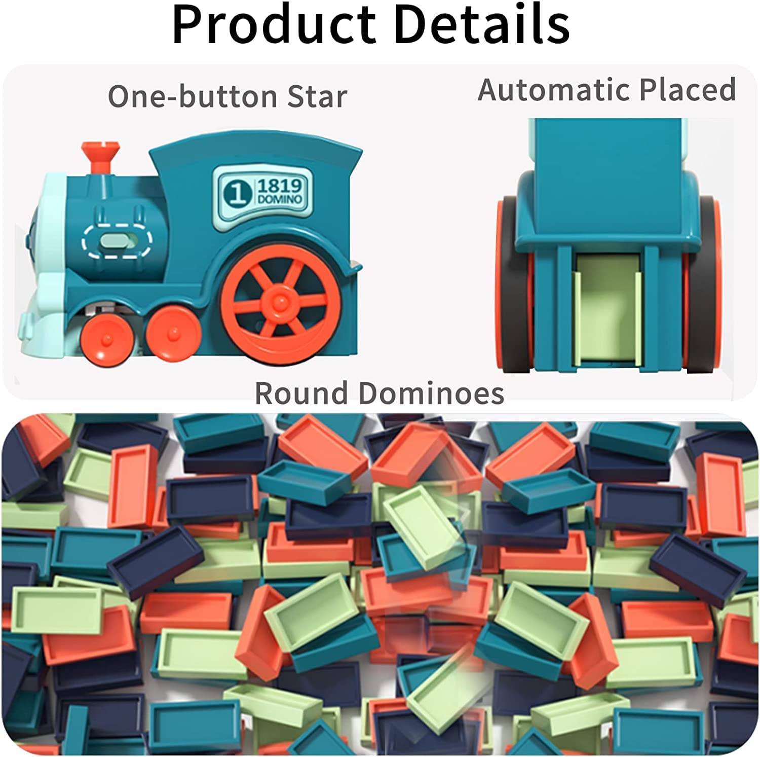 Domino Train Toy Set for Kids - 80pcs, Domino Blocks Set Building and Stacking Toy, Automatic Domino Train Creative Kids Domino Games Gift for Boy Gril Ages 3-12 (Batteries not Included)