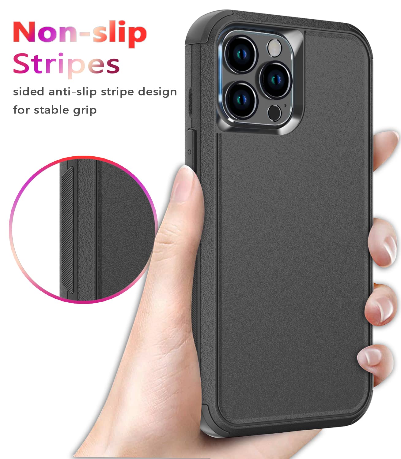 جراب Diverbox مصمم لجهاز iPhone 13 Pro مع واقي شاشة وغطاء عدسة الكاميرا (أسود)