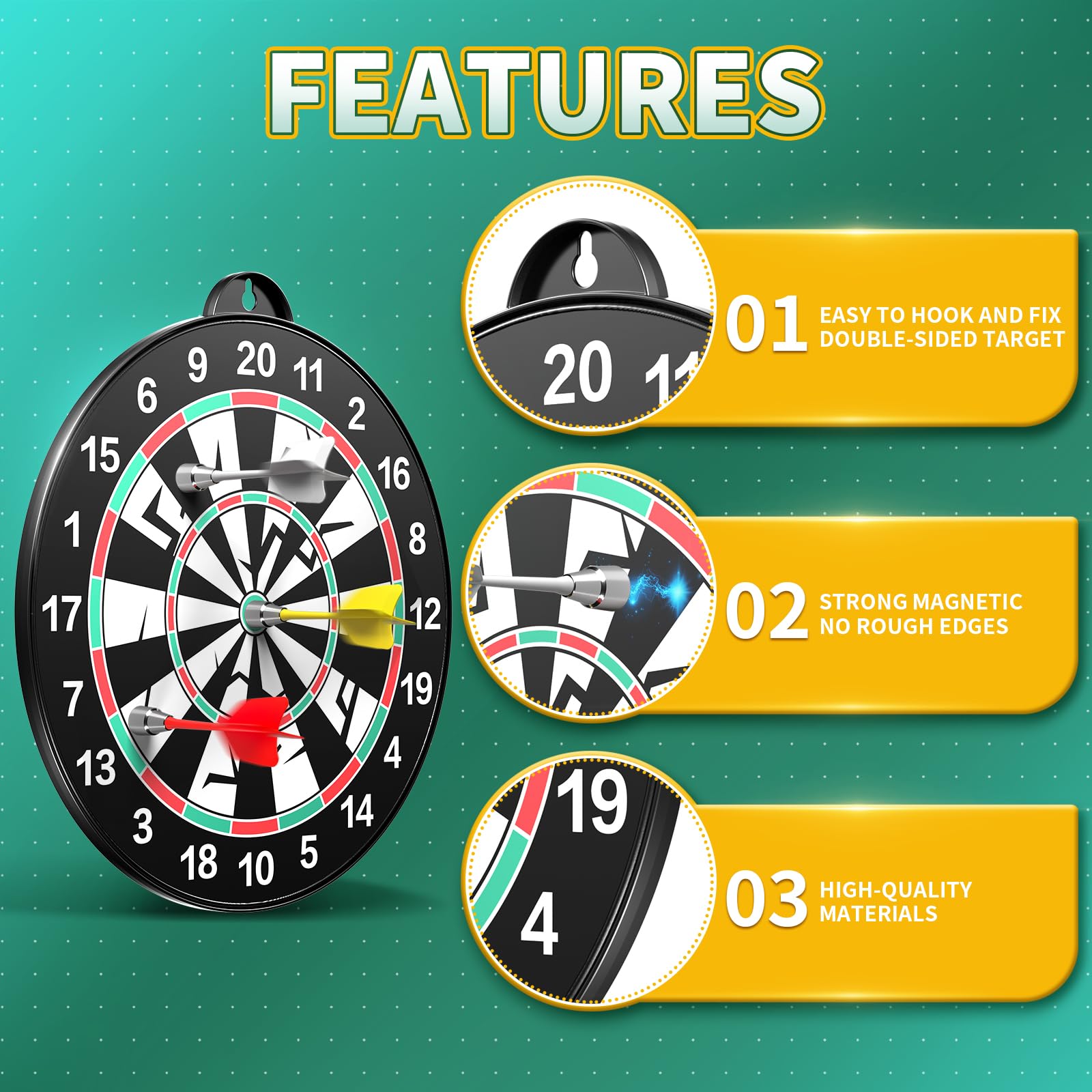 Doloowee Kids Board Magnetic Dart Game 14 PCS Indoor Outdoor Party Games Toys Gifts