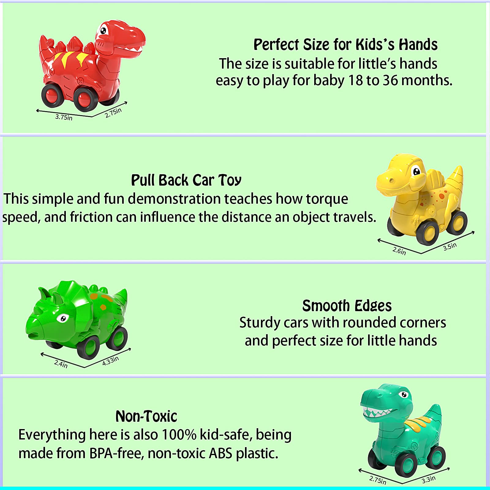 Toddler Car Toy for 2 3 4 5 Years Old, Dinosaur Transport Carrier Truck with 4 Pack Small Pull Back Dino Car, Friction Power Vehicle Christmas Birthday Gift for 18M+ Kids Boys Girls