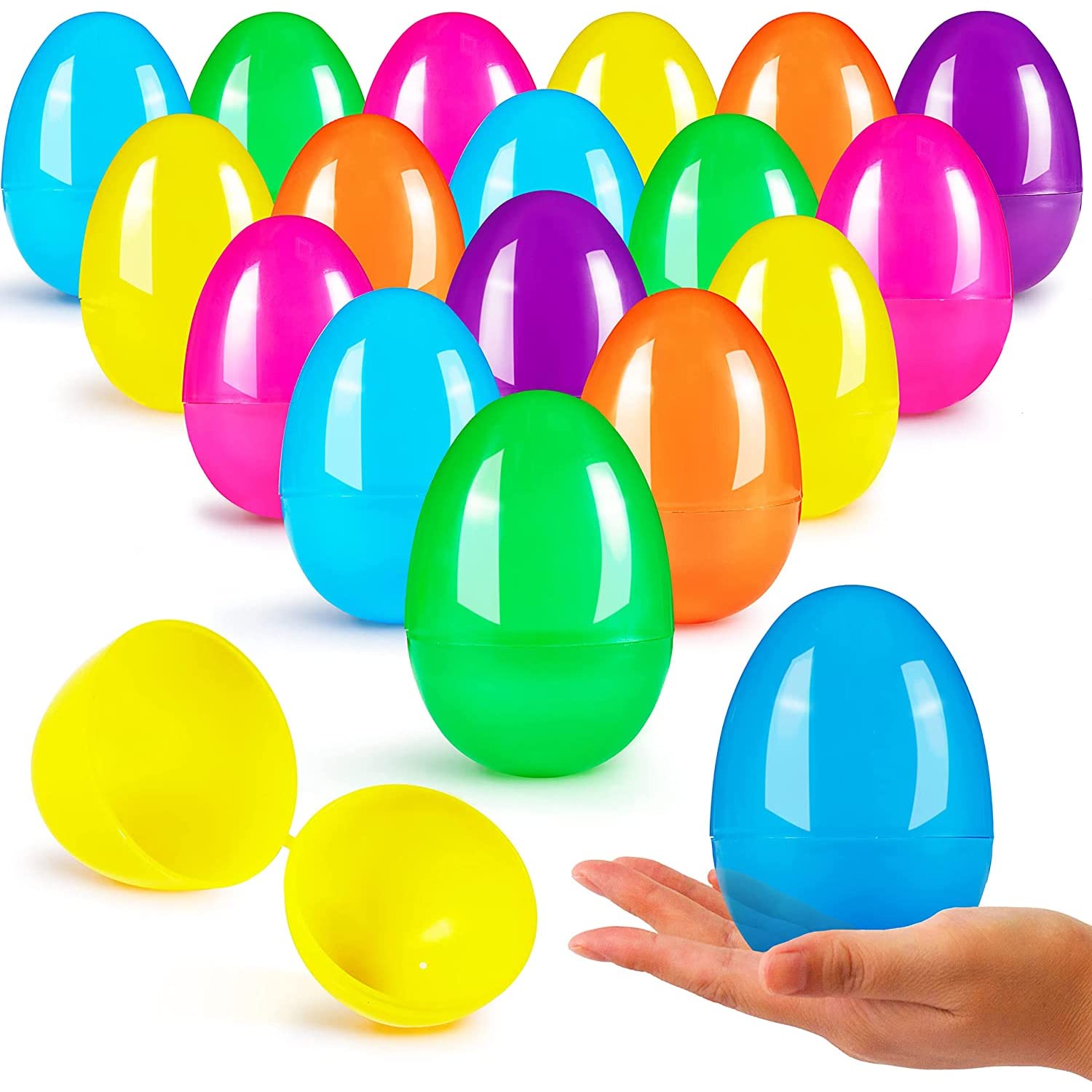 JZS 25pcs Eggs, 2.4 Inch Plastic Eggs Fillable Candy Party Themed Gift Fillers Decoration Classroom Reward Gifts