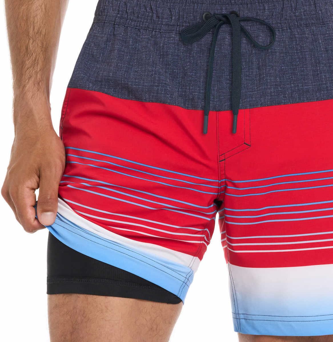المقاس: S - شورت سباحة خفيف الوزن للرجال من Hurley (مقاس أمريكي، ألفا، صغير، عادي، عادي، متعدد الألوان، أحمر/أزرق)