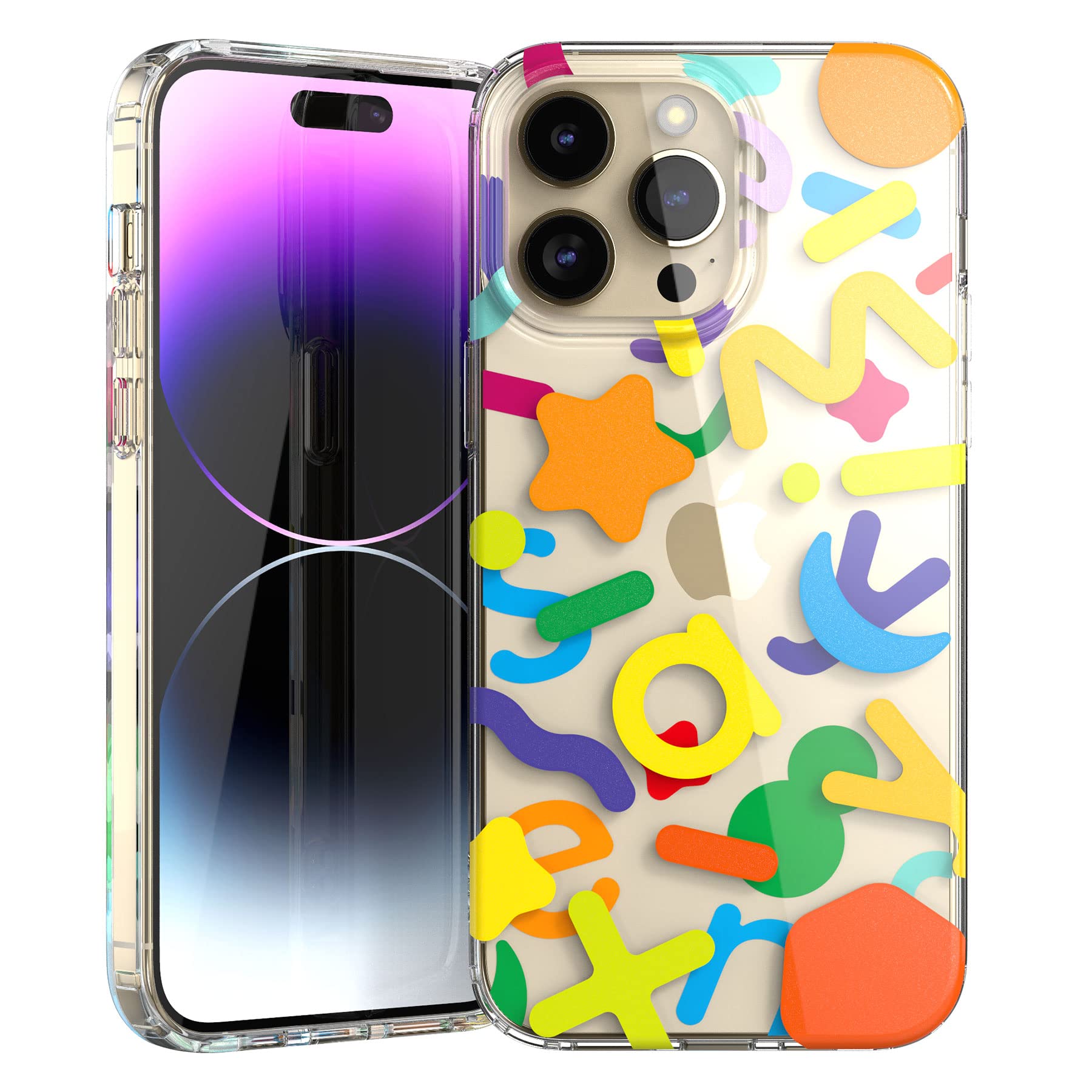 جراب Senyimax لهاتف iPhone 14 Pro Max أنيق وجذاب بنمط حروف مزدوج الطبقات، جراب واقٍ صلب مقاوم للصدمات من مادة TPU للرجال والفتيات والنساء (متعدد الألوان)