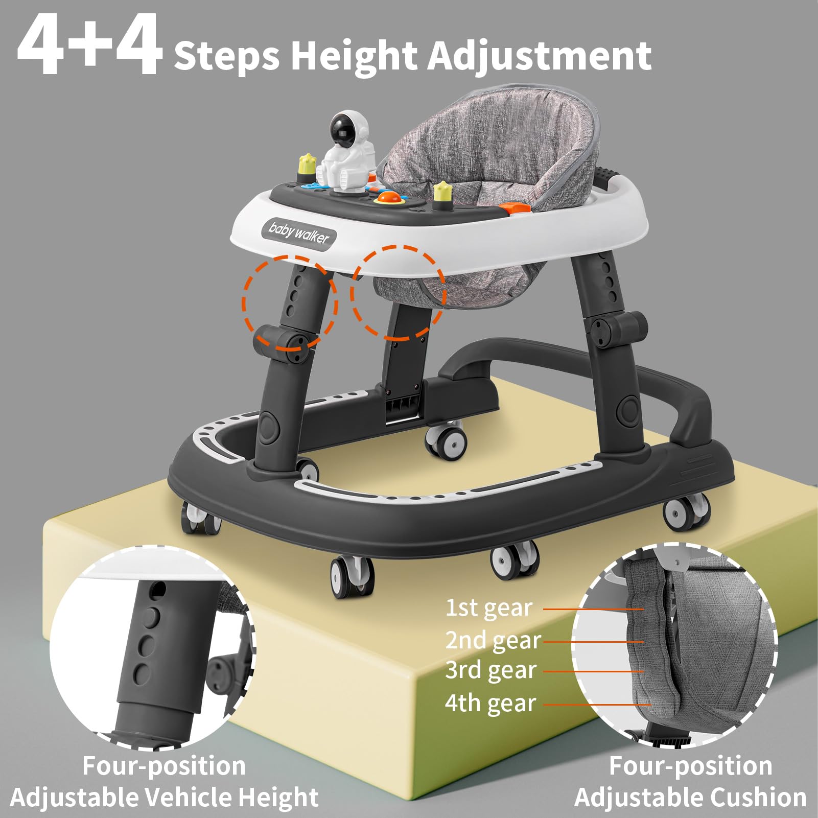 Baby Walker, 3-in-1 Foldable Baby Walker for Baby Boys and Baby Girls, 6-24 Months - D