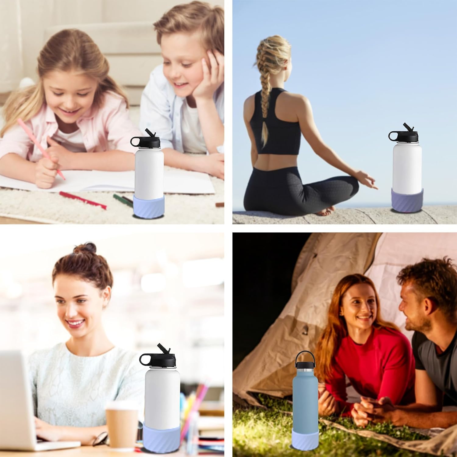 Msriky Protective Silicone Sleeve for Hydro Flask 12-24 oz Bottles and Other Water Bottle Accessories