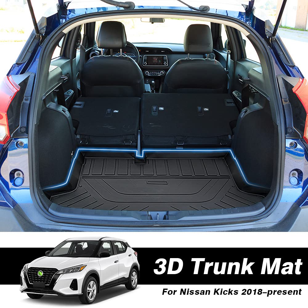 T TGBROS Car Cargo Mat for Nissan Kicks 2018 2019 2020 2021 All Weather Custom Fit Cargo Liner Rear Trunk Liner Non-Slip TPO Odourless