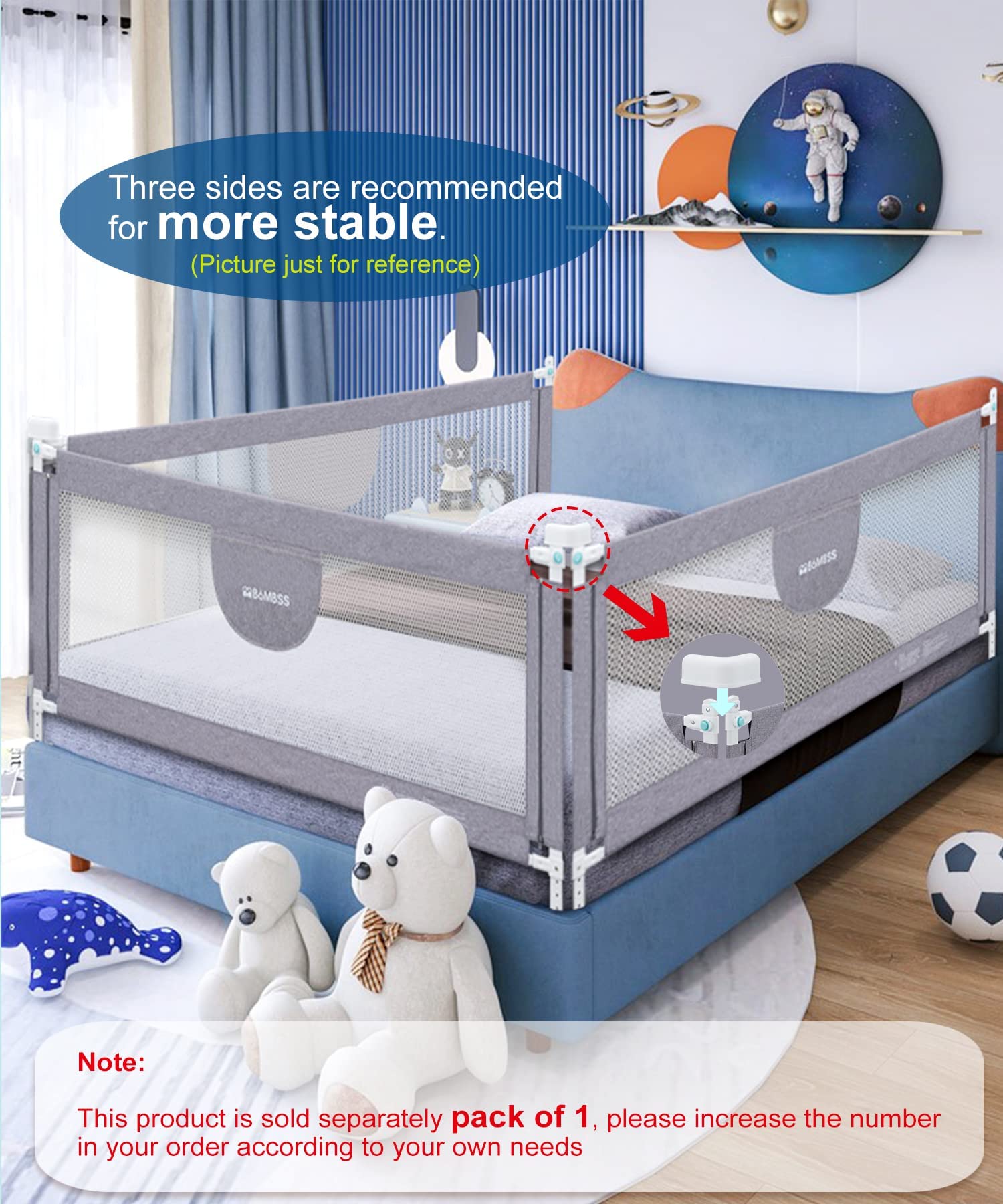 MBQMBSS 93.98 cm Bed Rail for Toddlers