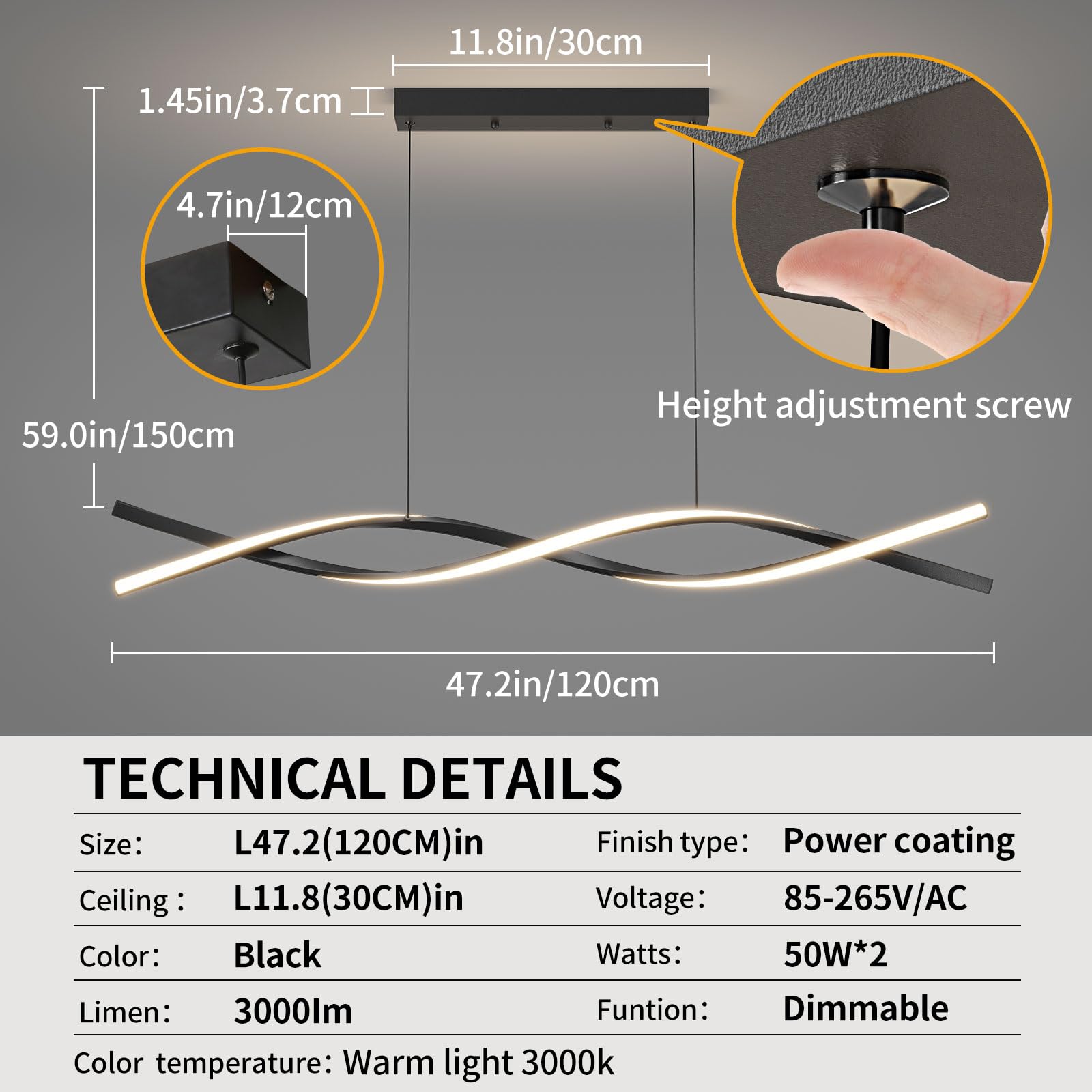 ثريا سقف حديثة من ماتفين، مصباح معلق من الأكريليك المقاوم للوميض مع جهاز تحكم عن بعد