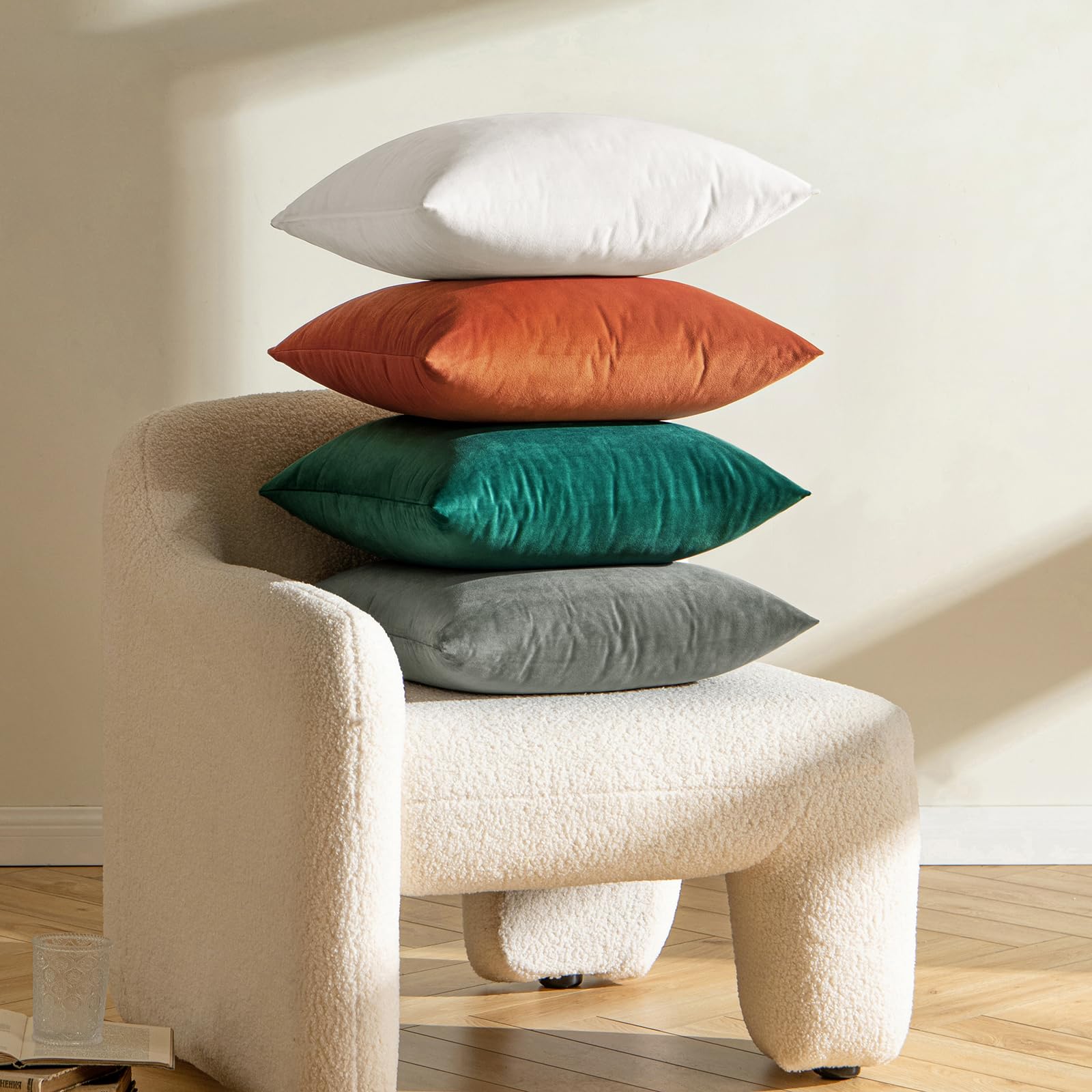 مجموعة من غطائي وسادة مخملية رمادية داكنة من ANRODUO مقاس 40 × 40 سم