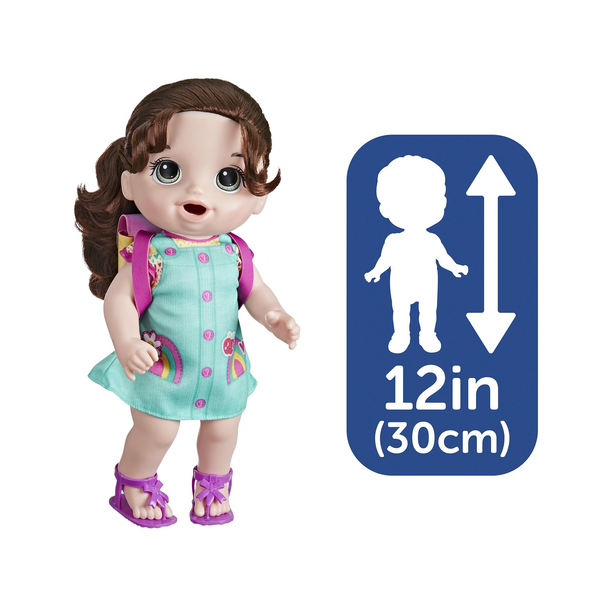 Baby Alive Time for School Baby Doll Set, Back to School Toys for 3 Year Old Girls & Boys & Up, 12 Inch Baby Doll, Brown Hair