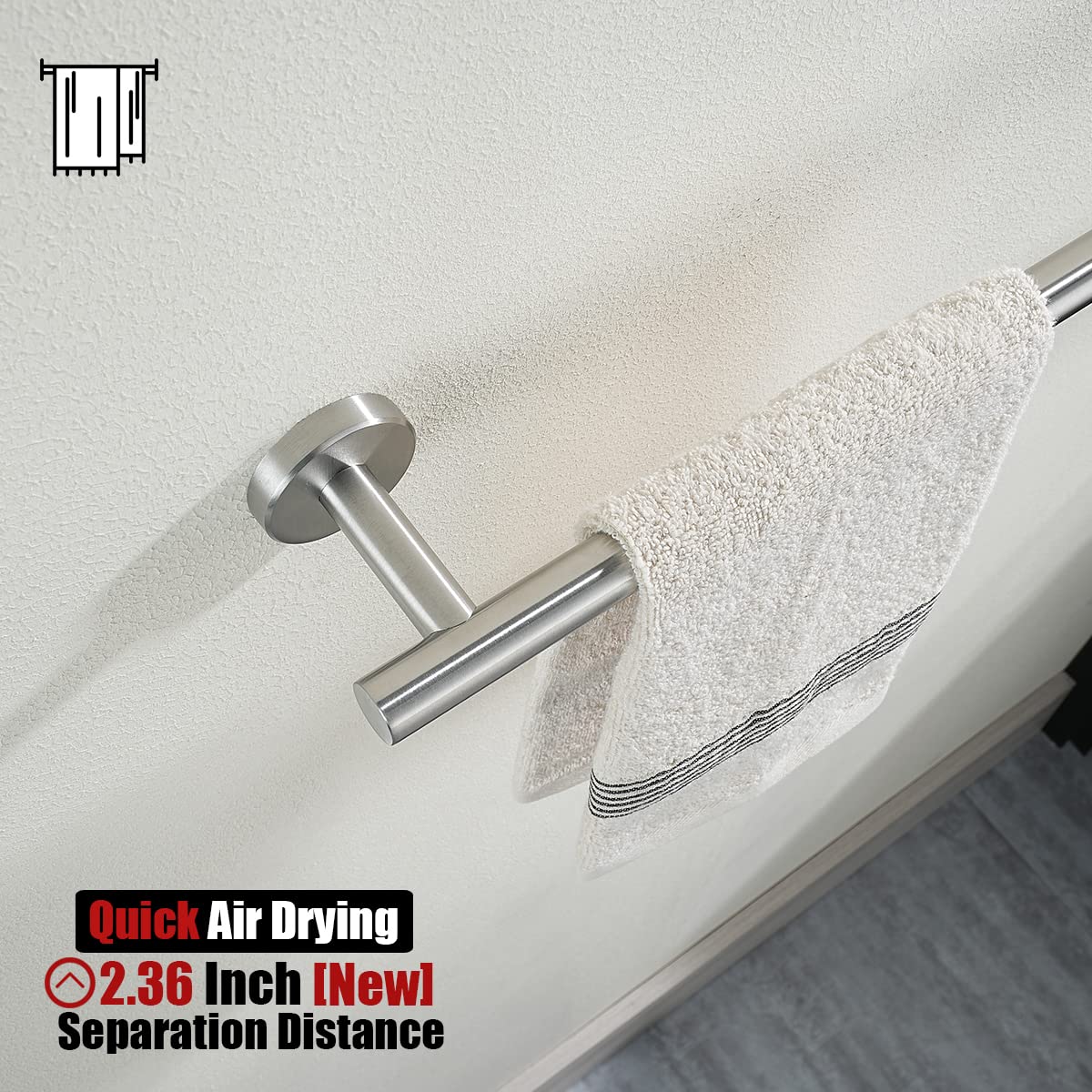 JQK Bath Towel Bar, 30 Inch 304 Stainless Steel Thicken 0.8mm Single Towel Rack for Bathroom, Towel Holder (Brushed Finished) Wall Mount, 32.91 in Total Length, TB110L30-BN