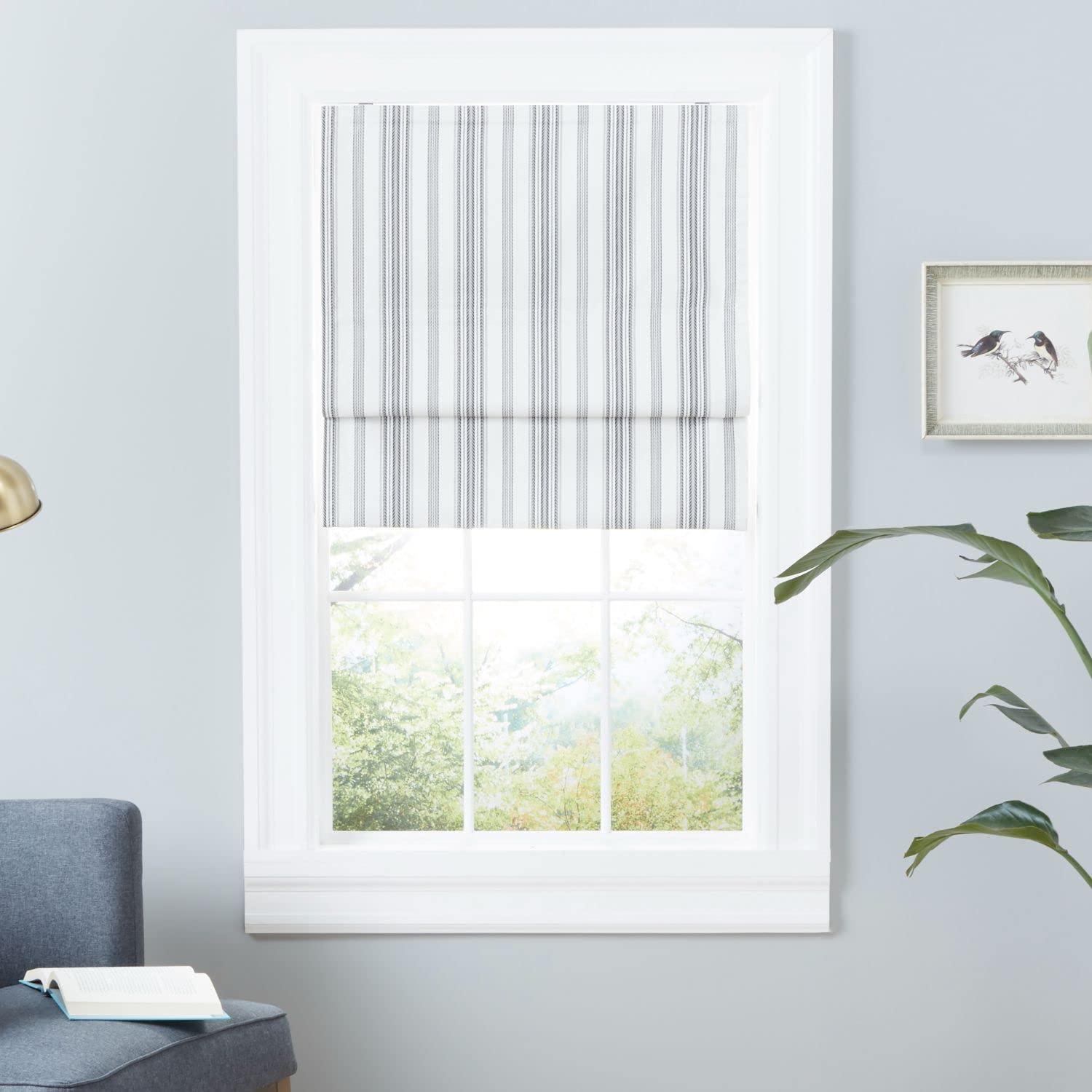 Exclusive Home Ricardo Total Blackout Roman Shade, 86.36 x 162.56 cm, Black