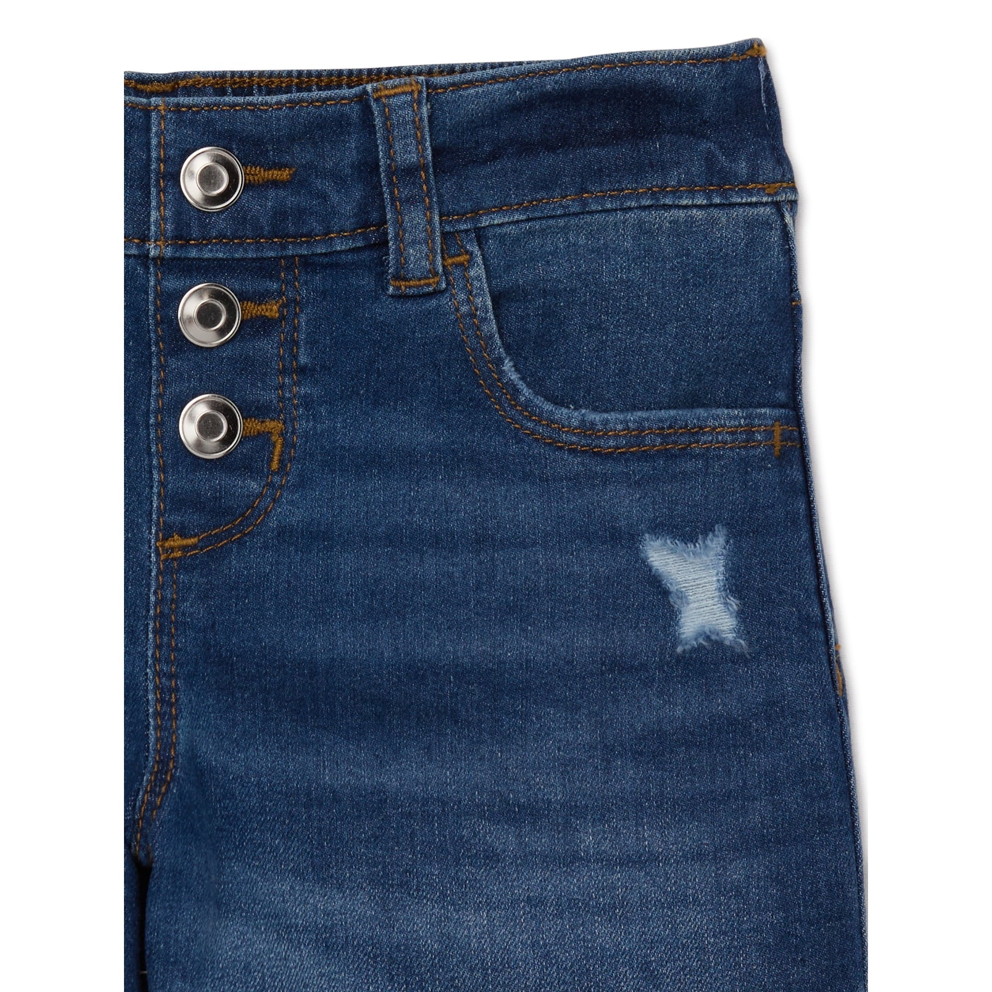 SIZE: XL(14-16) - Wonder Nation Girls Midi Distressed Denim Shorts