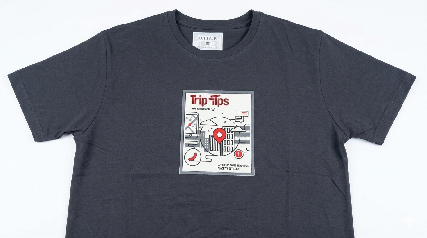 ACHIVER DARK NAVY BLUE PRINTED T-SHIRT MEN