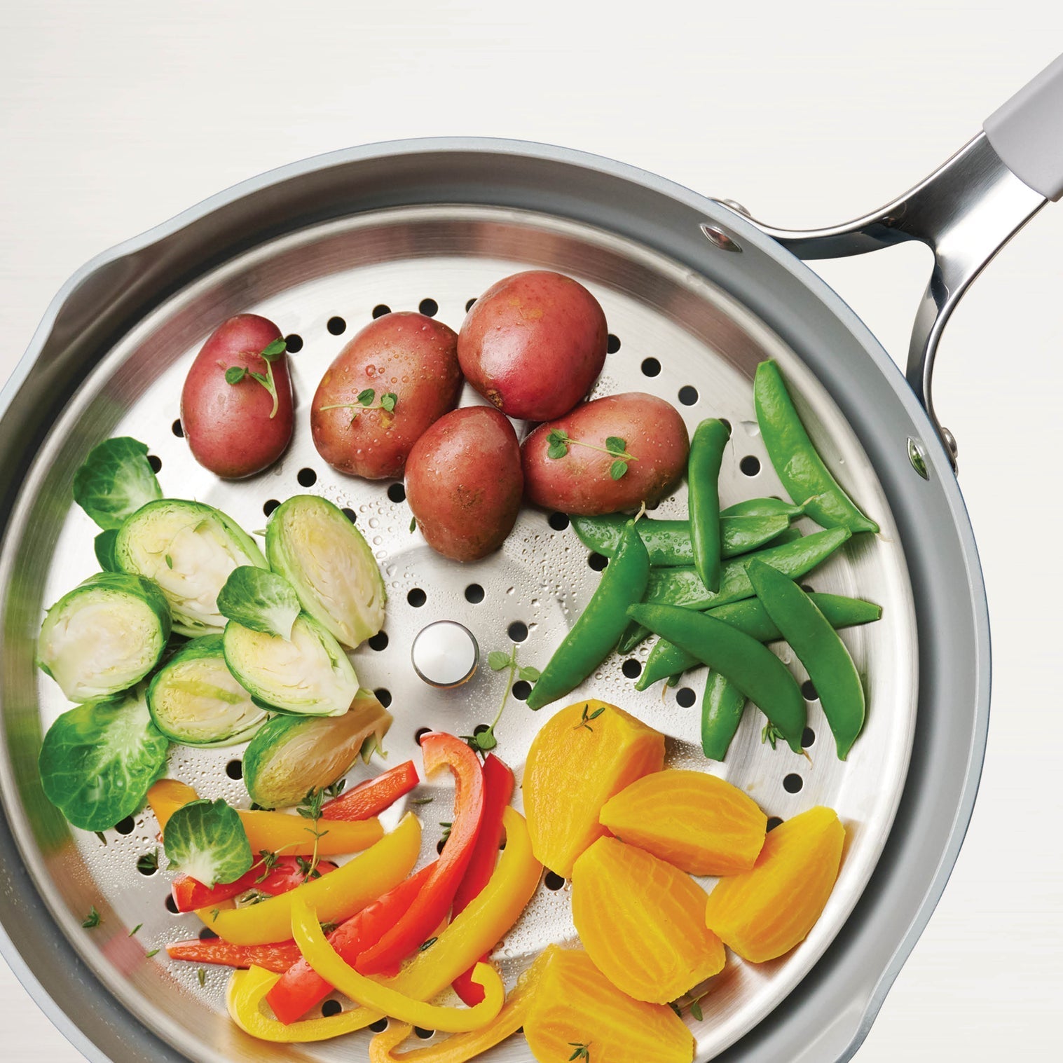 مقلاة ترامونتينا الكل في واحد بلس 30 سم/4.7 لتر سهلة التنظيف من الفولاذ المقاوم للصدأ مطلية بالسيراميك، لون أزرق