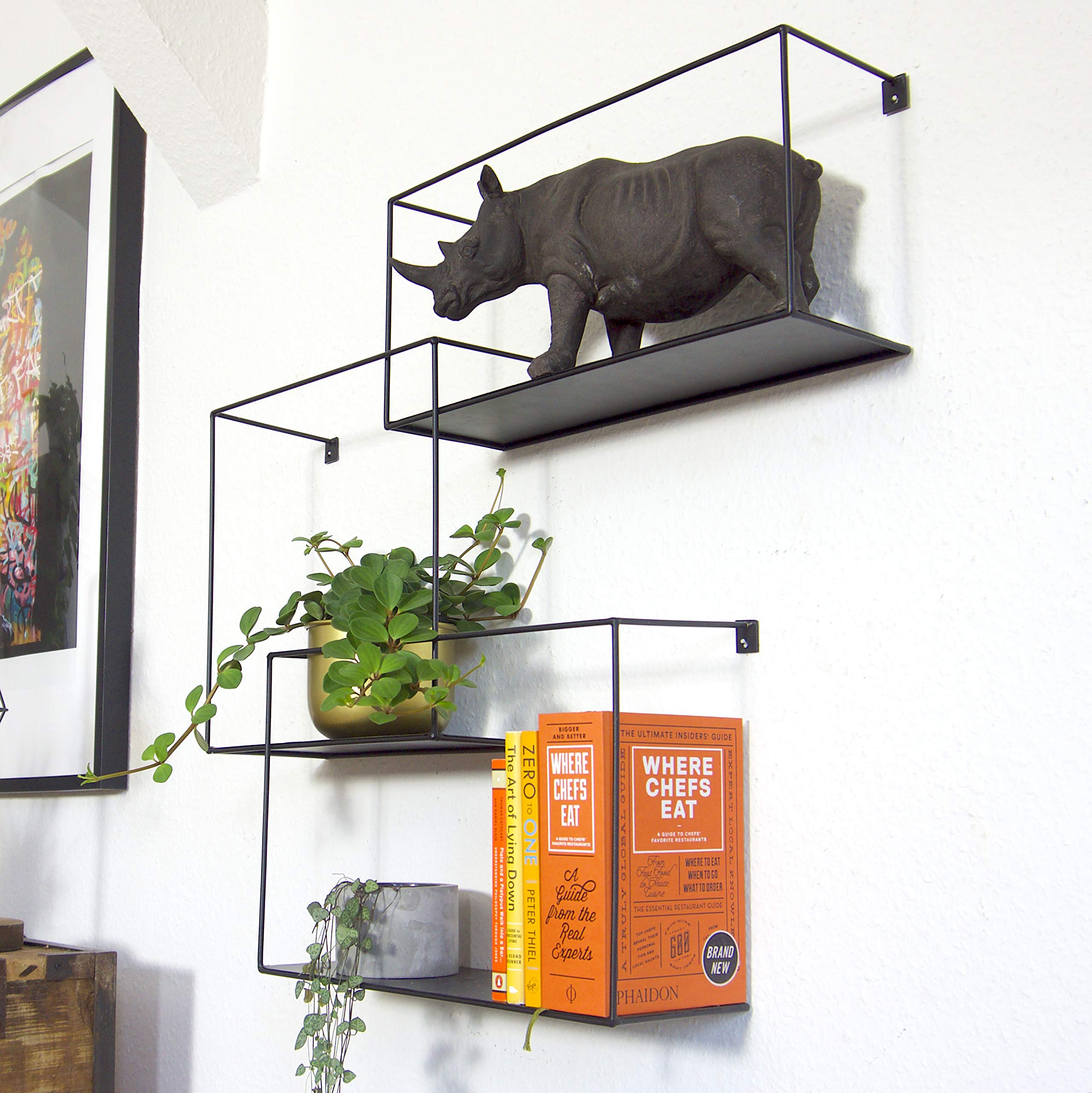 kimisty Set of 3 Metal Intersecting Wall Shelves