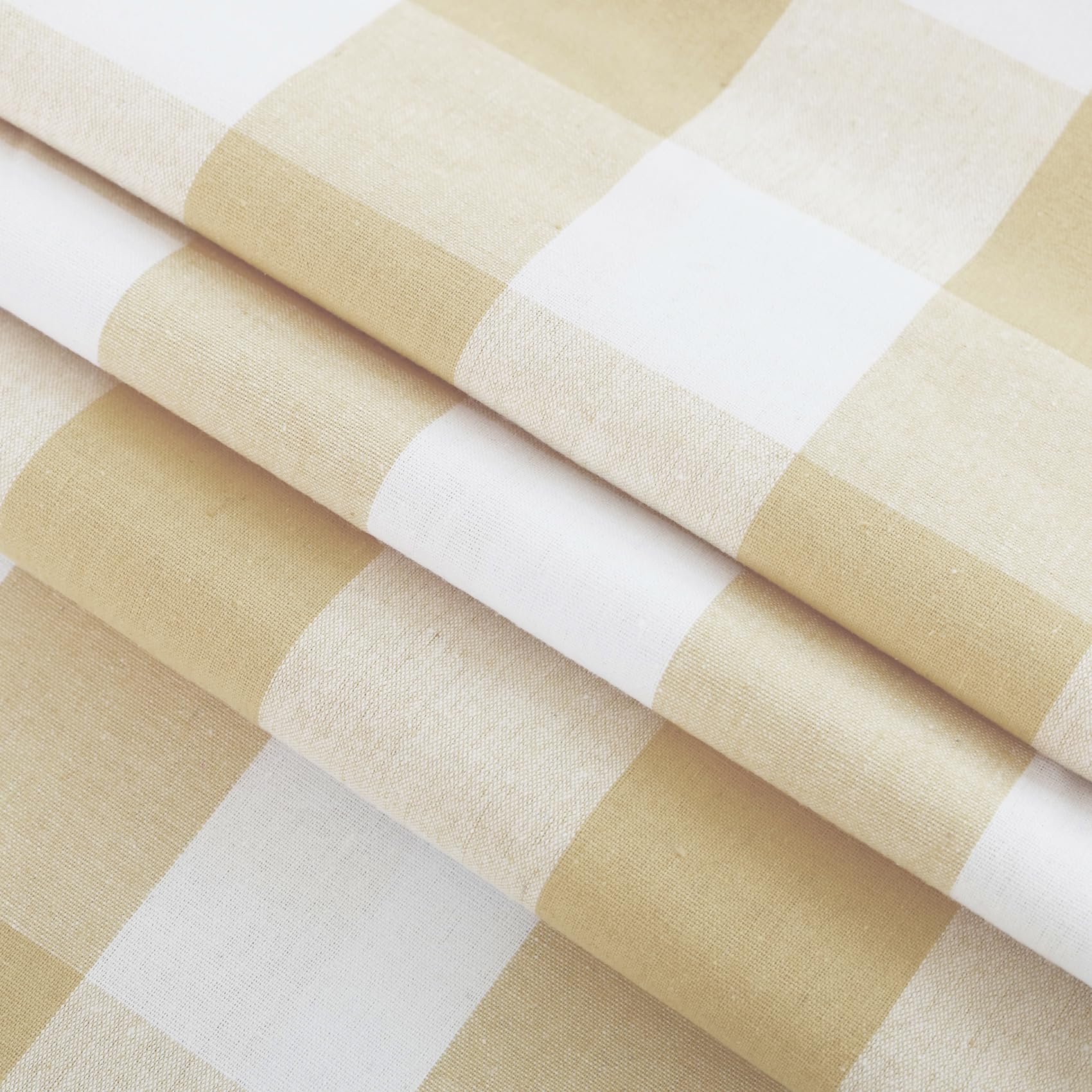 ستائر قطنية من ناتوس ويفر بنقشة مربعات الجاموس بطول 213 سم للمطبخ وغرفة المعيشة وغرفة النوم، لون بيج