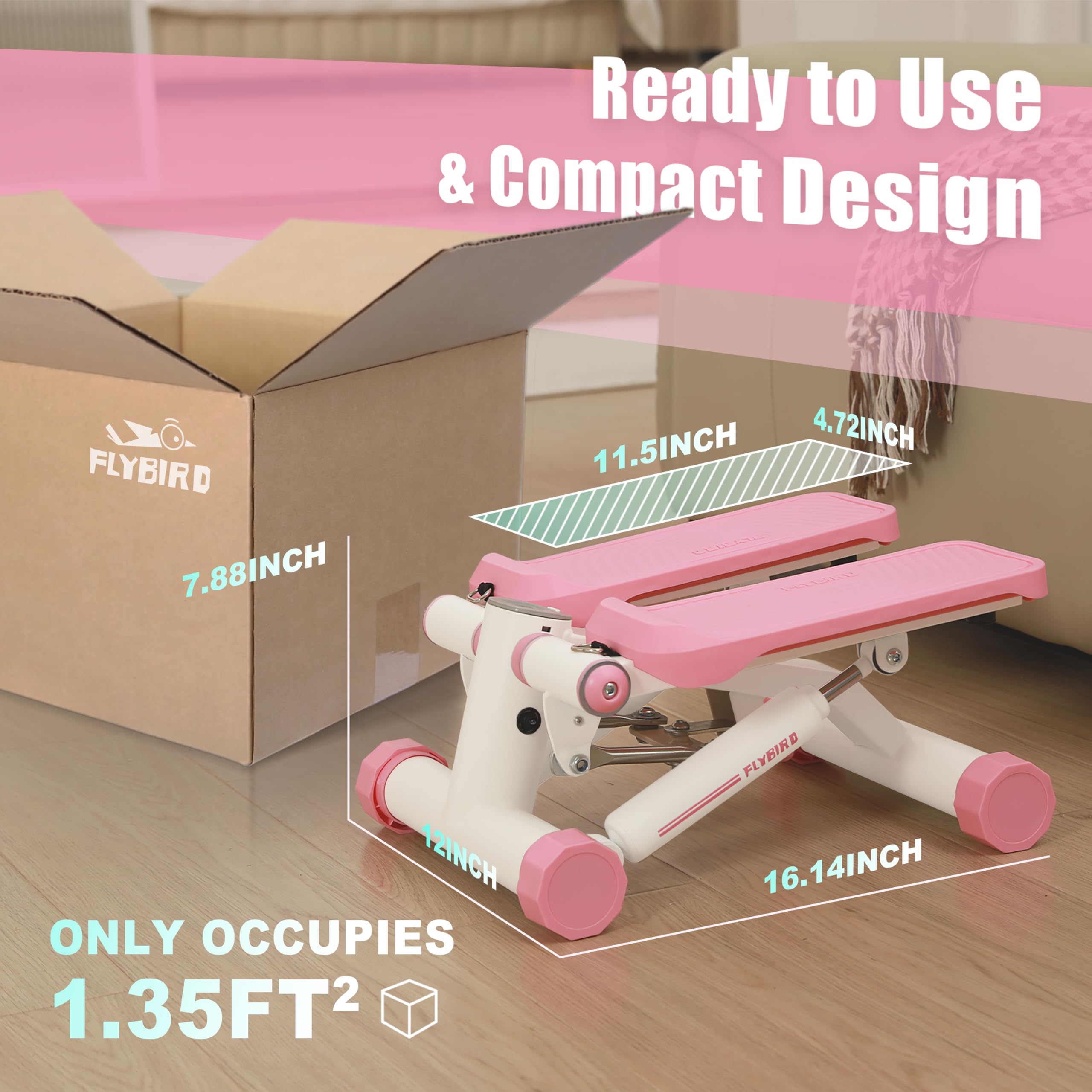 FLYBIRD Stepper for Exercise, Stair Stepper with Resistance Bands