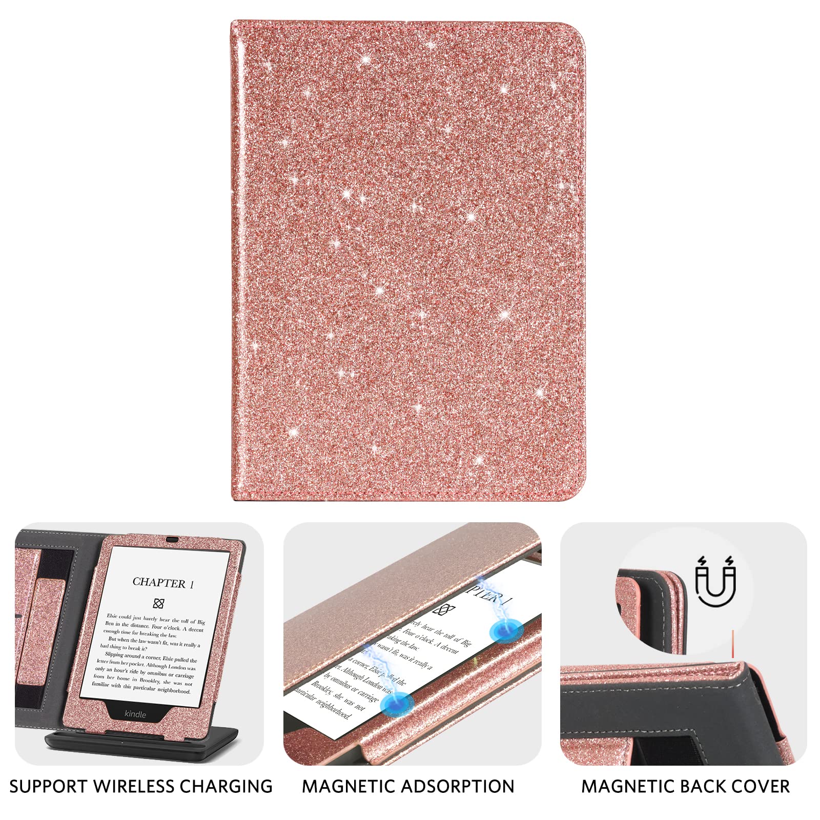 CoBak Kindle Paperwhite Case with Stand - Durable PU Leather Cover with Auto Sleep Wake, Card Slot, Hand Strap Feature