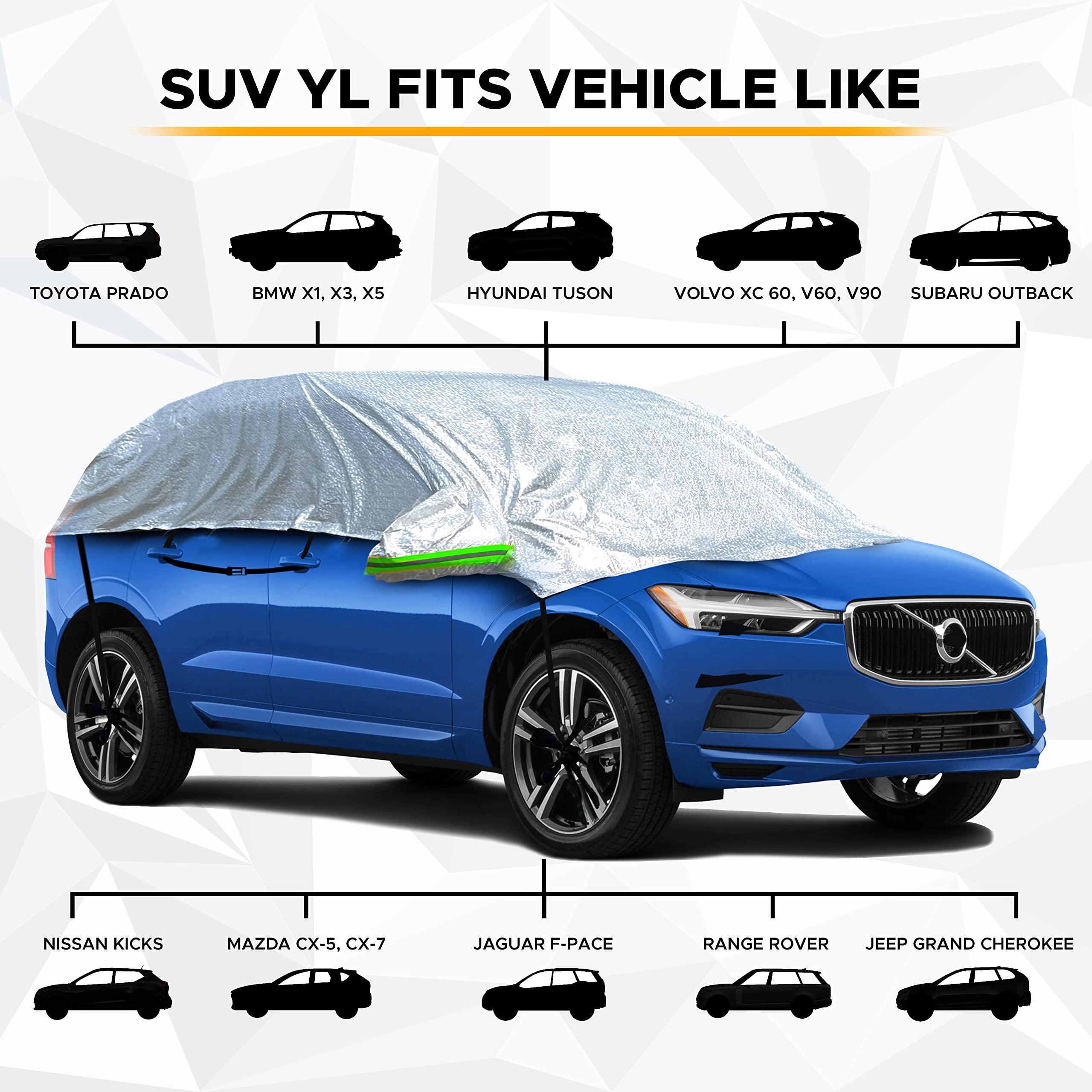 EcoNour Car Windshield Snow and Frost Cover | Water-Resistant, Windproof, Dustproof (SUV YL)
