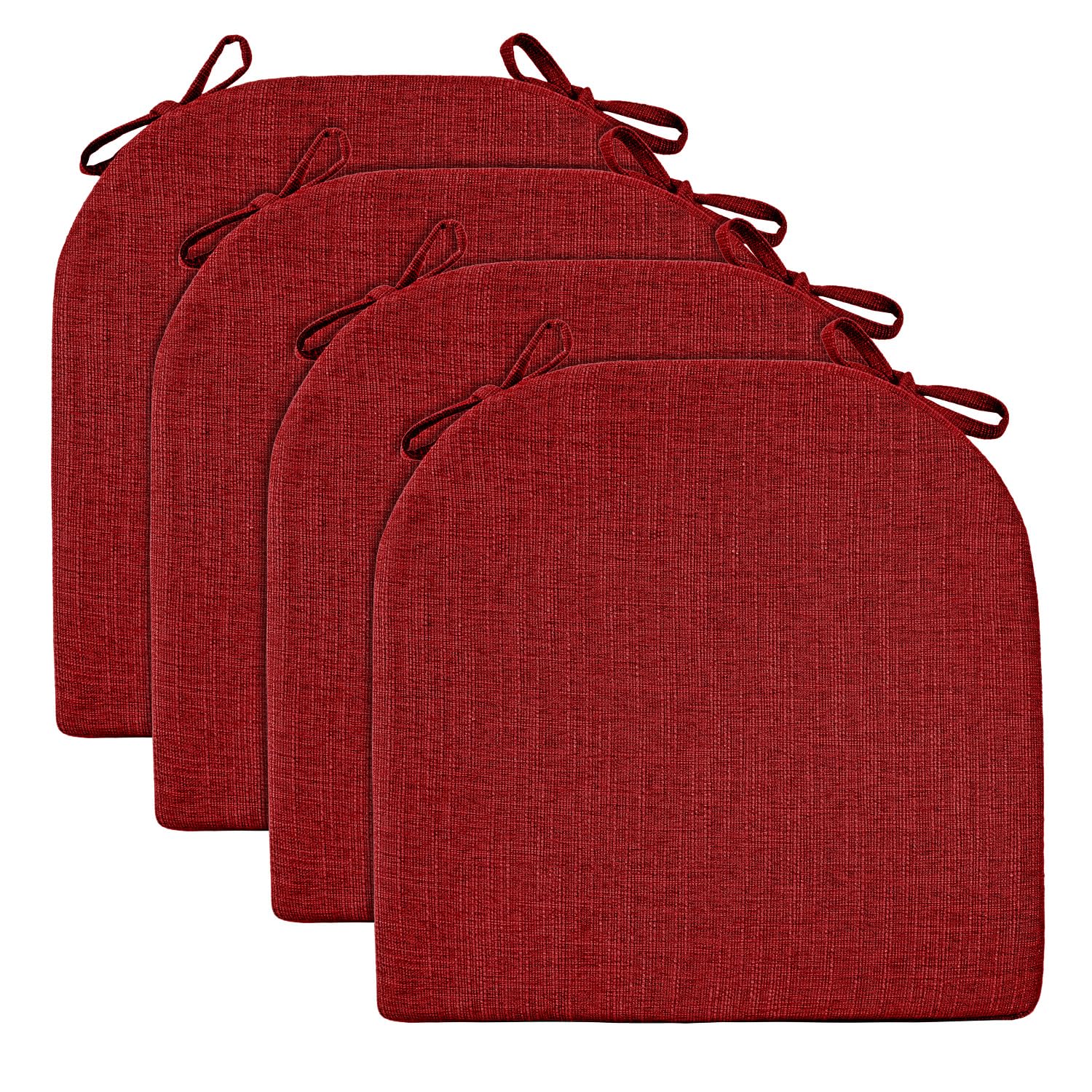 Wellsin Chair Cushions for Dining Chairs 4 Pack 40x40x5 cm, Red