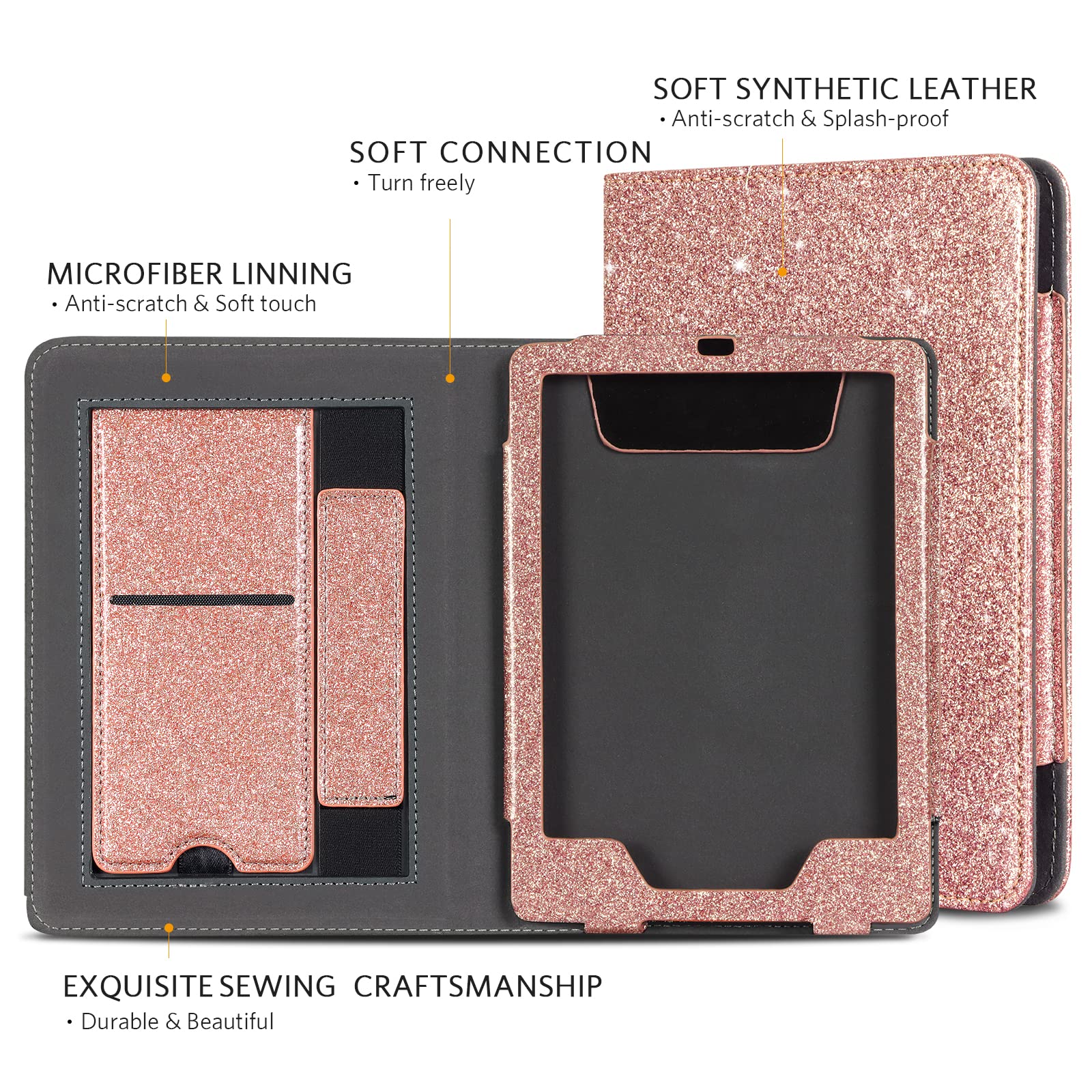 CoBak Kindle Paperwhite Case with Stand - Durable PU Leather Cover with Auto Sleep Wake, Card Slot, Hand Strap Feature